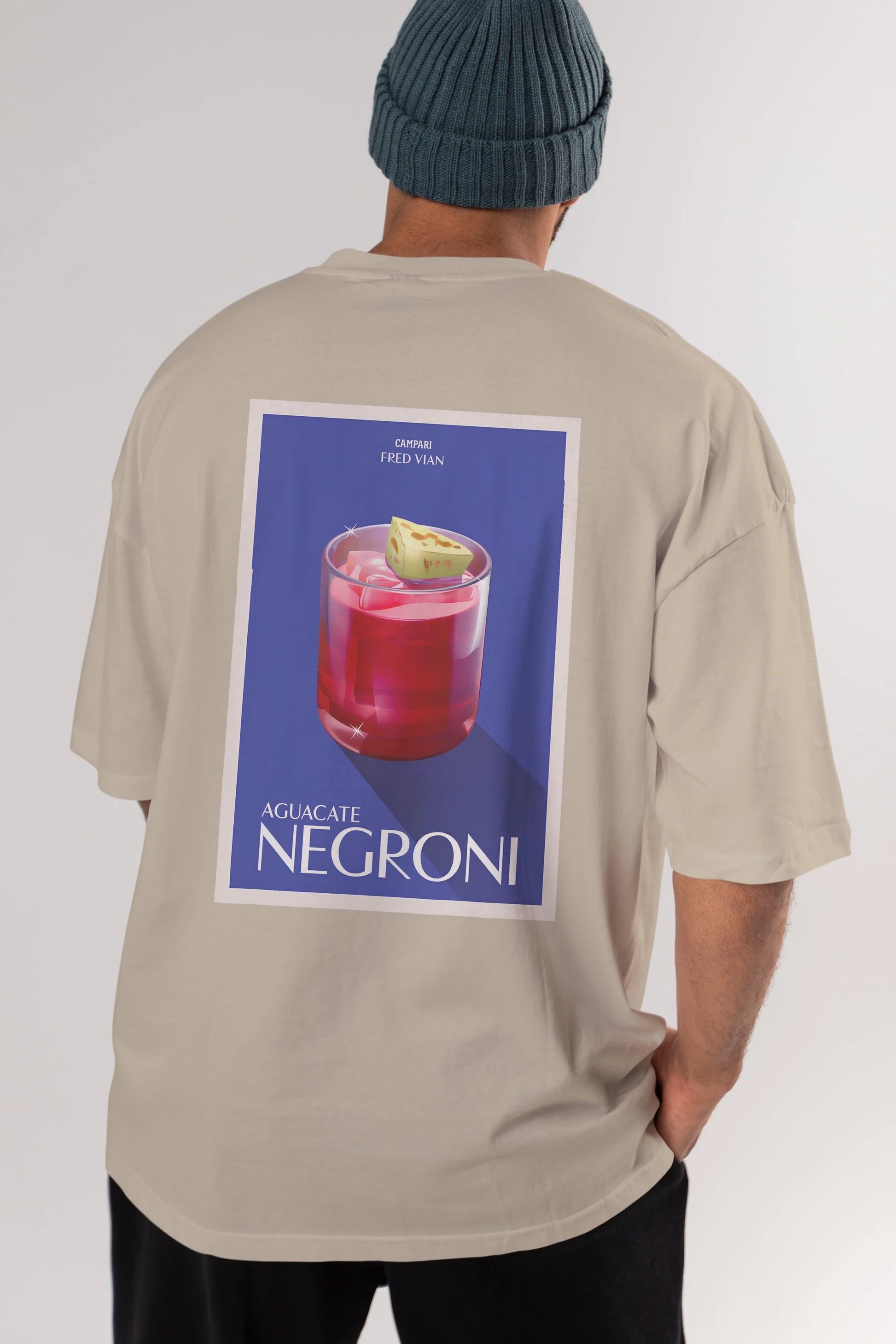 Aguacate Negroni Arka Baskılı Oversize t-shirt Erkek Kadın Unisex %100 Pamuk Bisiklet Yaka tişort