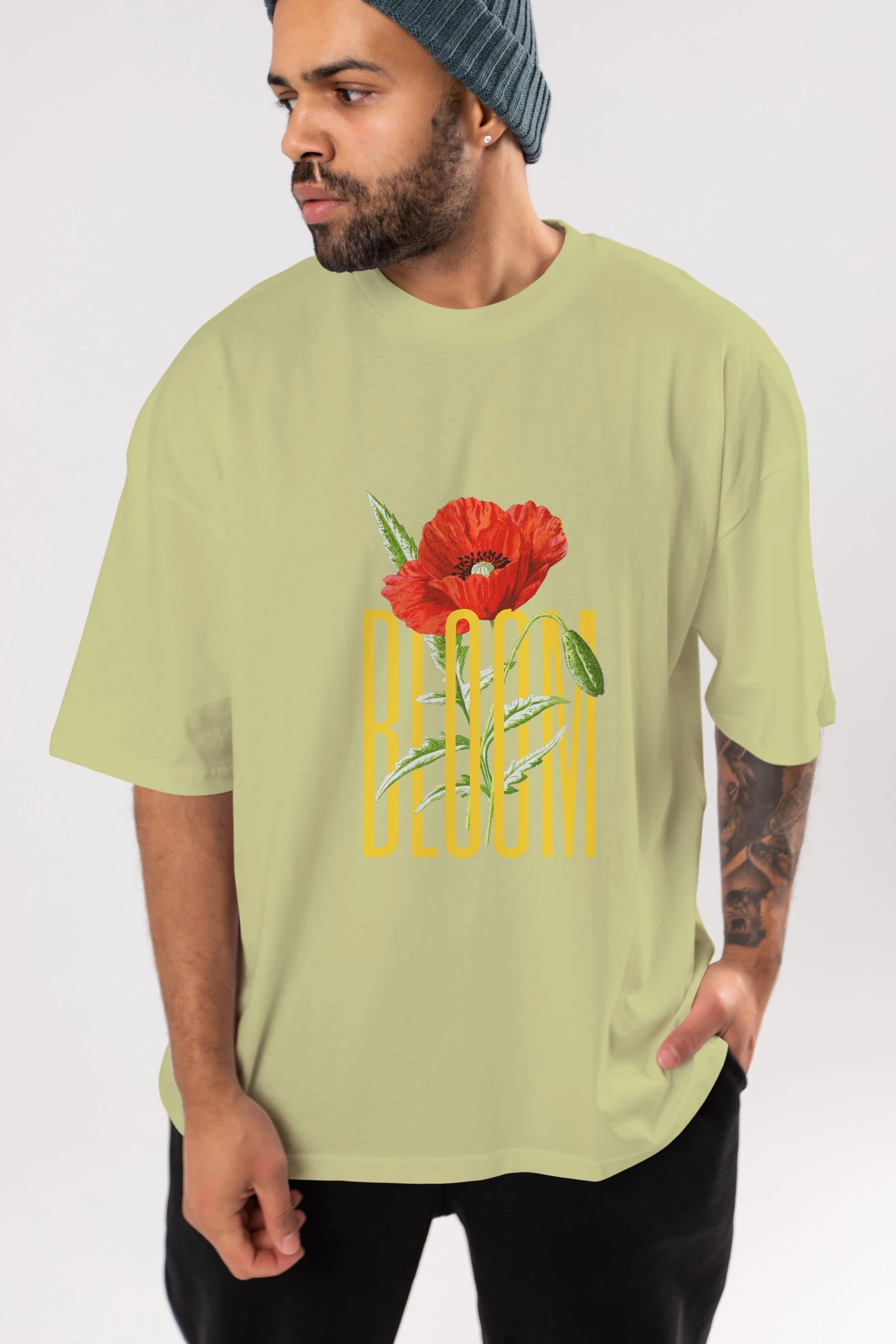 Bloom Flower Ön Baskılı Oversize t-shirt Erkek Kadın Unisex