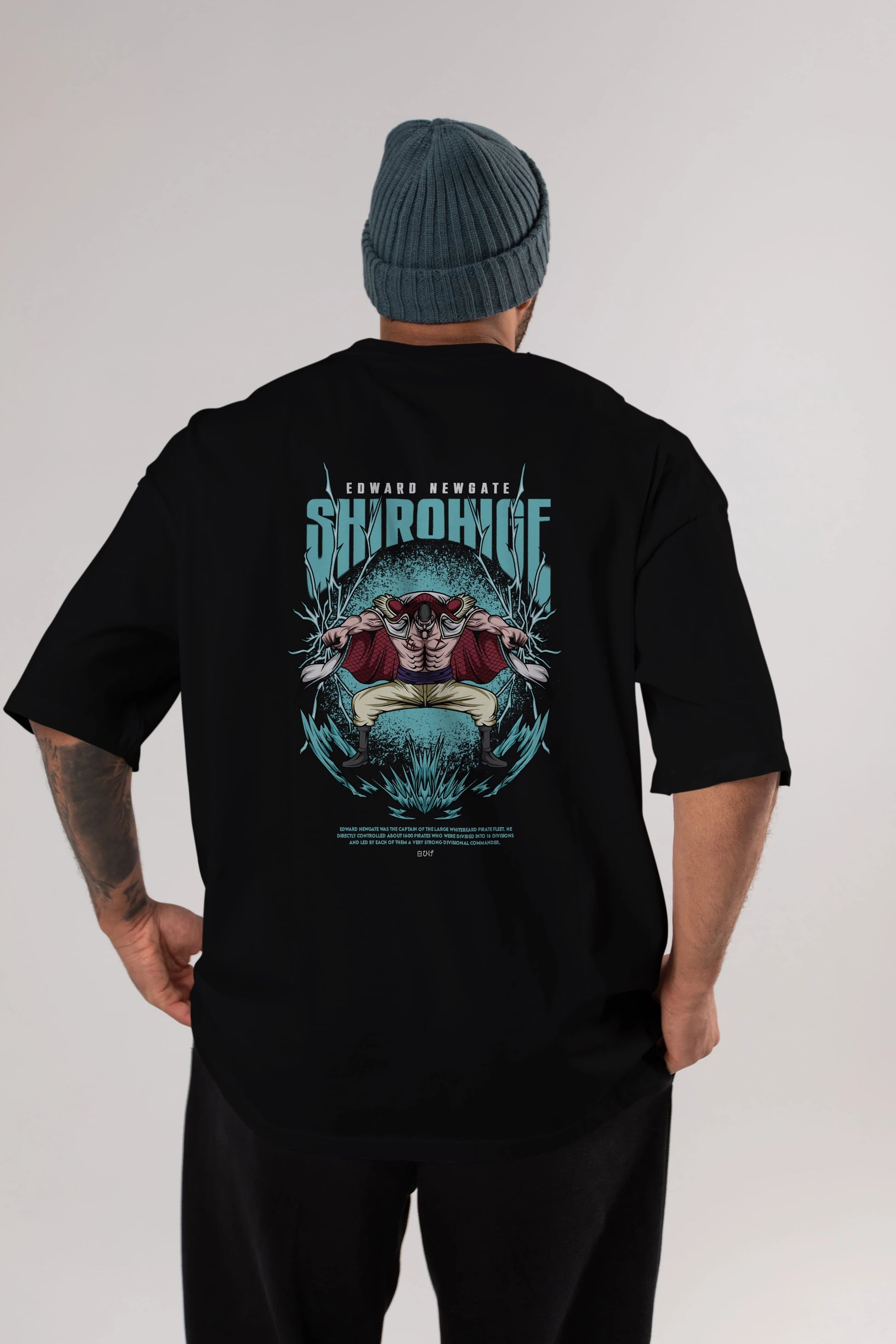 Shirohige Anime Arka Baskılı Oversize t-shirt Erkek Kadın Unisex