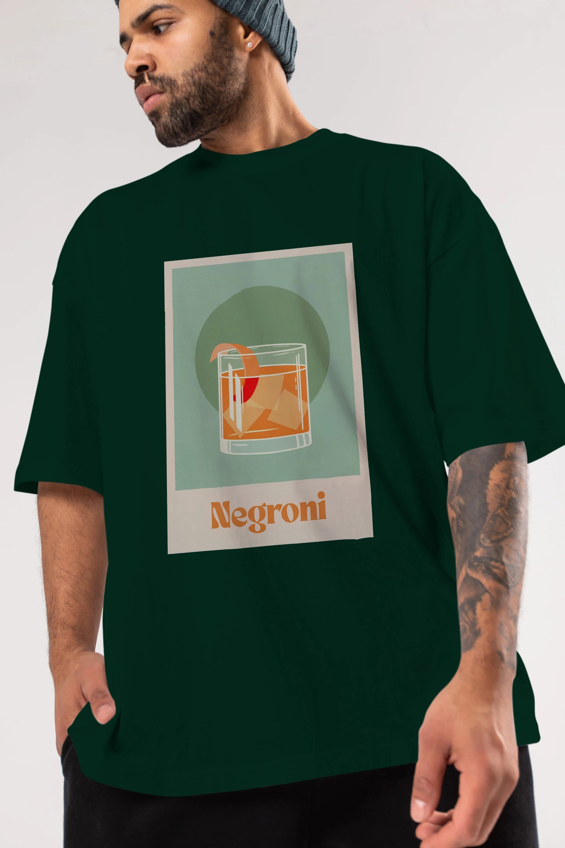 Negroni 5 Ön Baskılı Oversize t-shirt Erkek Kadın Unisex %100 Pamuk Bisiklet Yaka tişort