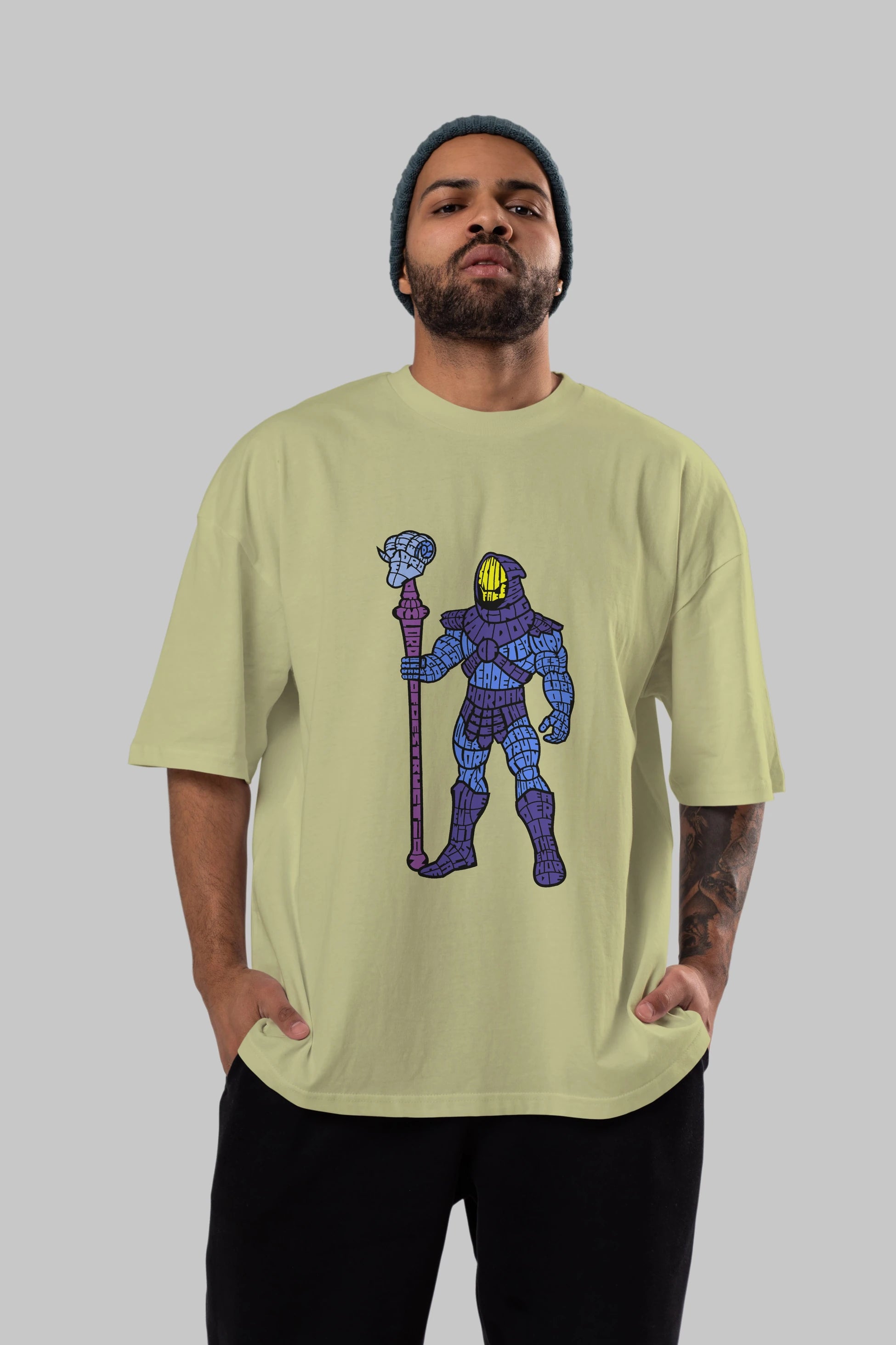 Skull Face Ön Baskılı Oversize t-shirt %100 pamuk Erkek Kadın Unisex