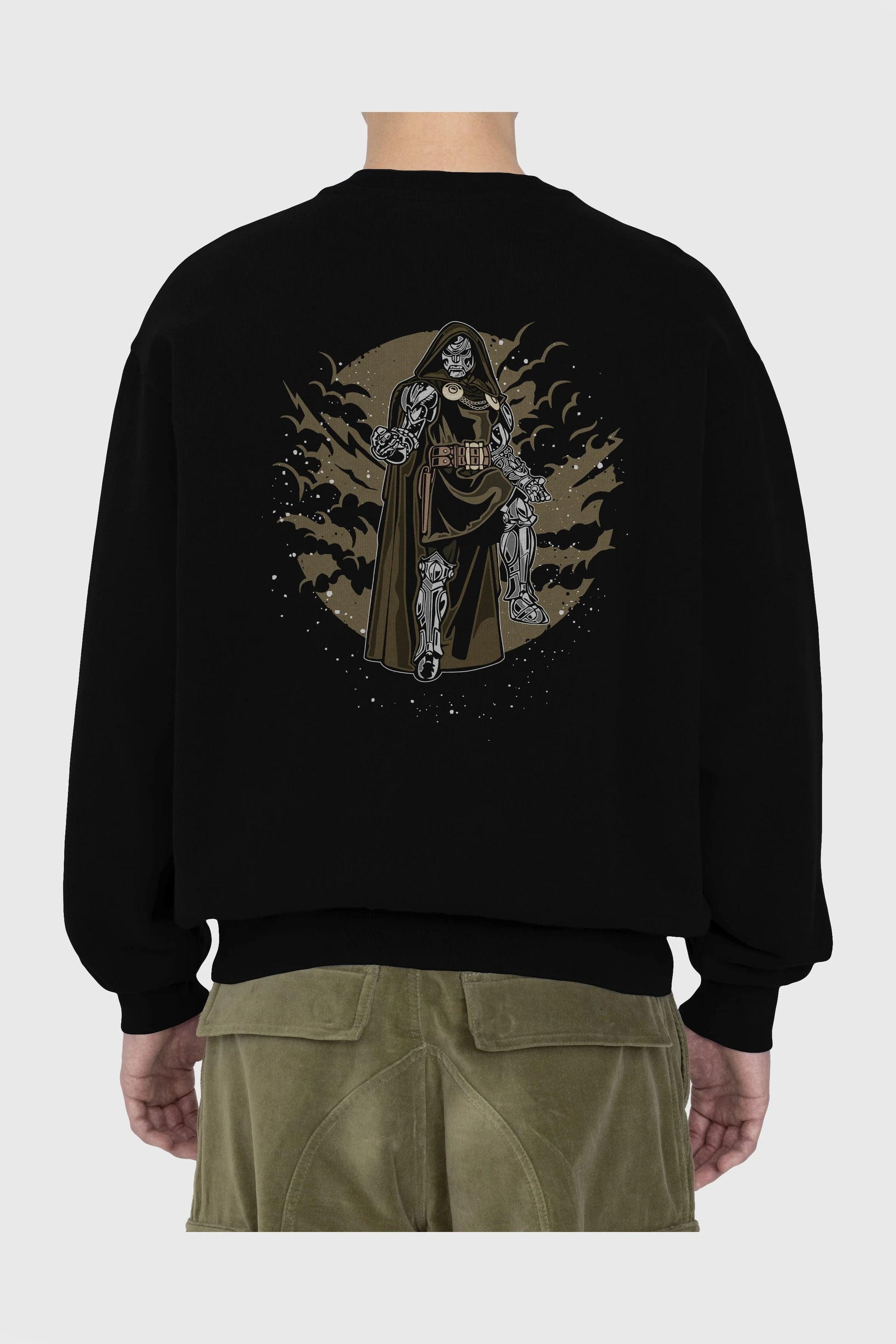 DOCTER DOOM Arka Baskılı Oversize Sweatshirt Erkek Kadın Unisex