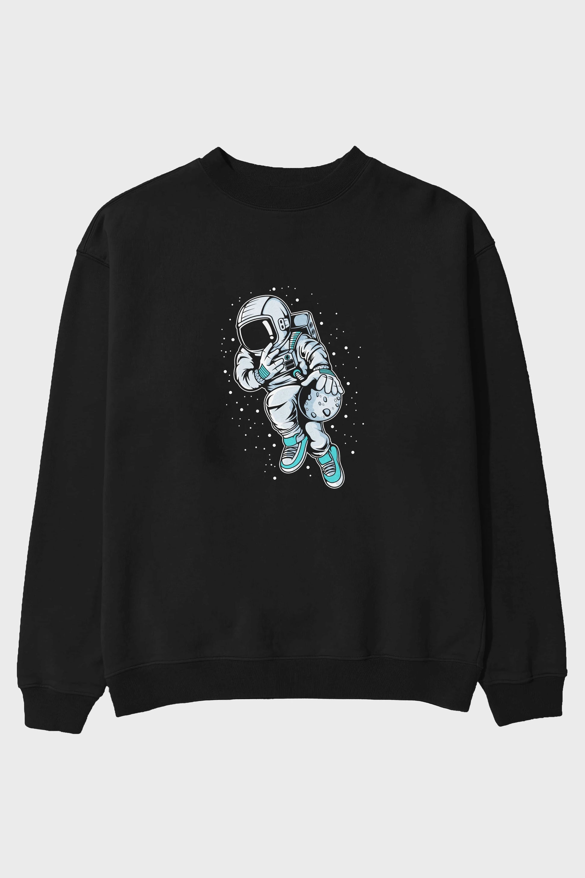Astronaut Basketball (2) Ön Baskılı Oversize Sweatshirt Erkek Kadın Unisex
