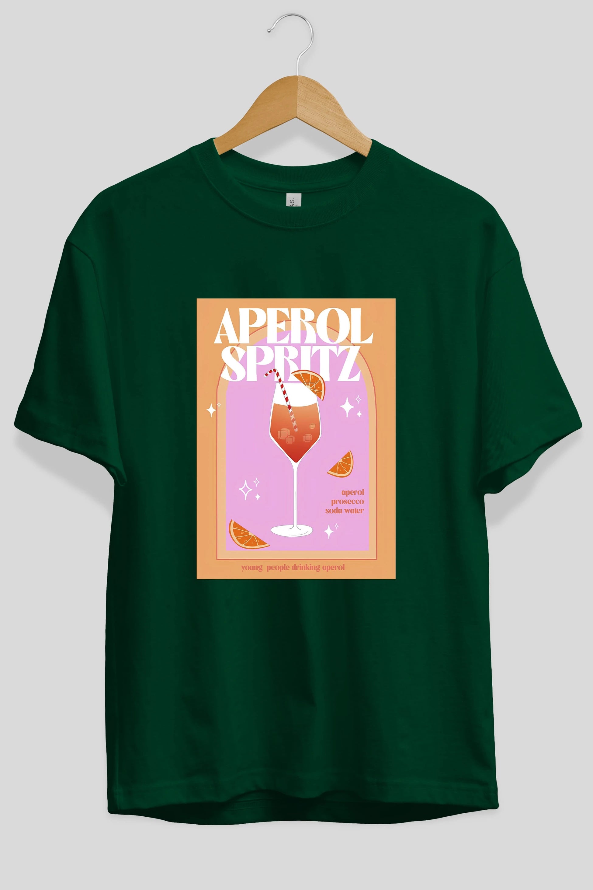 Aperol Spritz 2 Ön Baskılı Oversize t-shirt Erkek Kadın Unisex %100 Pamuk Bisiklet Yaka tişort