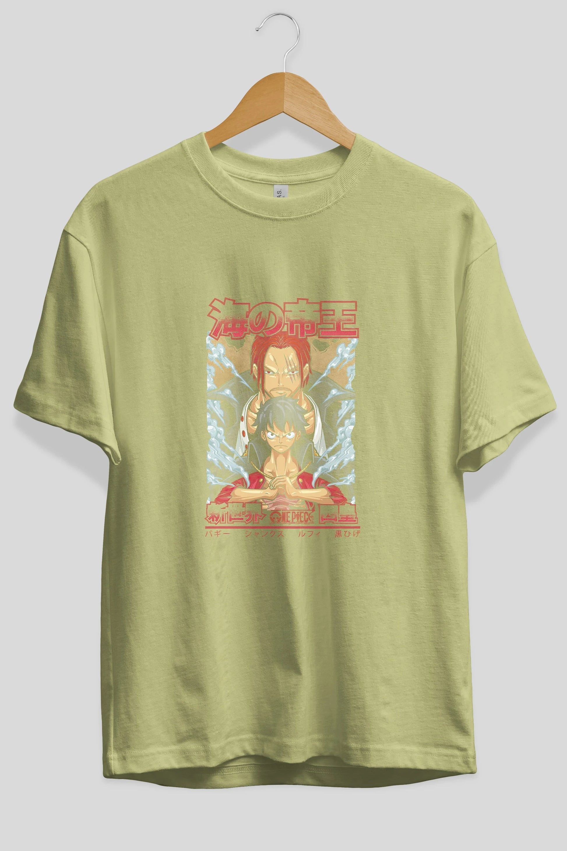 MONKEY D. LUFF and SHANKS Anime Ön Baskılı Oversize t-shirt %100 pamuk Erkek Kadın Unisex
