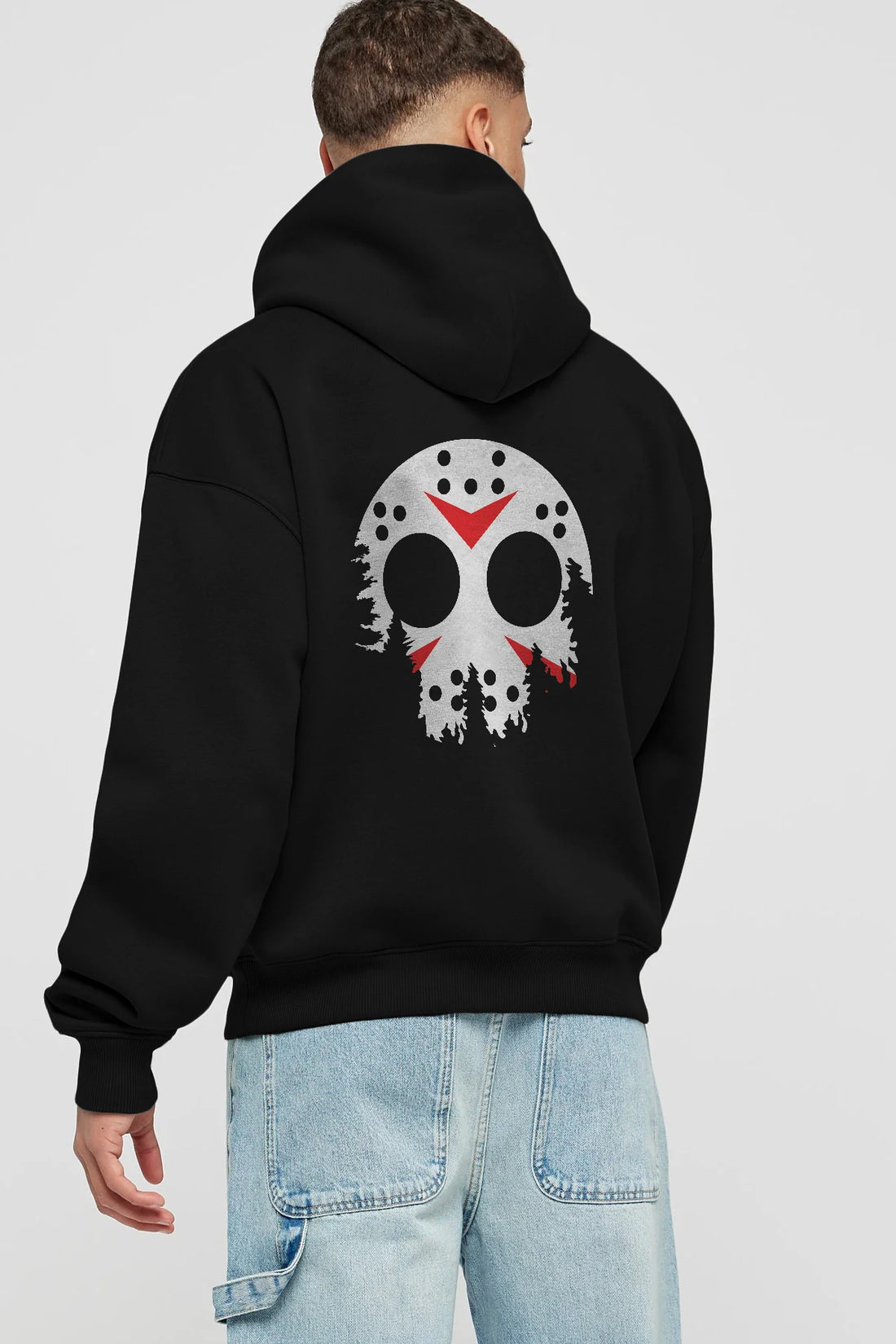 Jason Moon Arka Baskılı Hoodie Oversize Kapüşonlu Sweatshirt Erkek Kadın Unisex