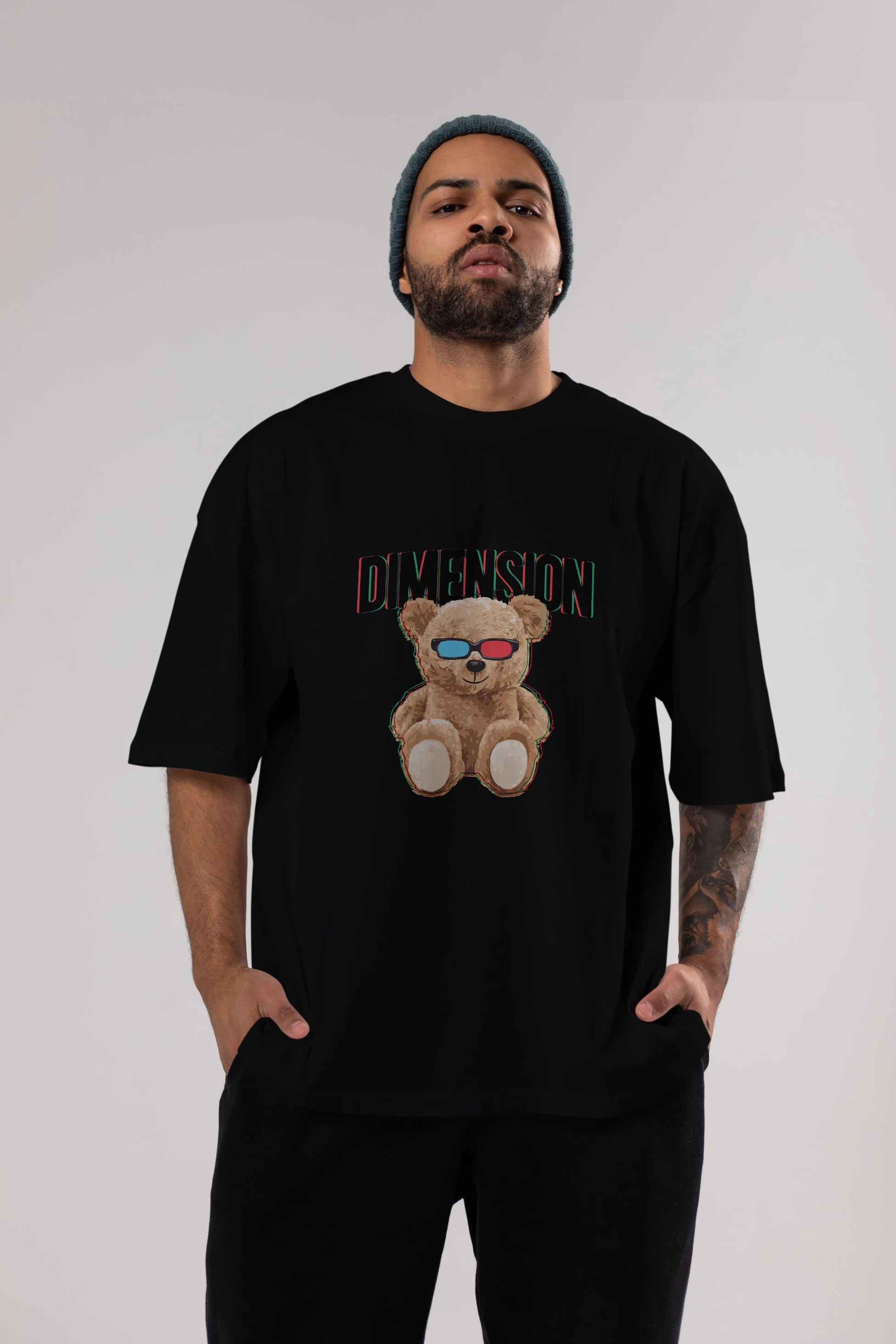 Teddy Bear Dimension Ön Baskılı Oversize t-shirt Erkek Kadın Unisex %100 Pamuk