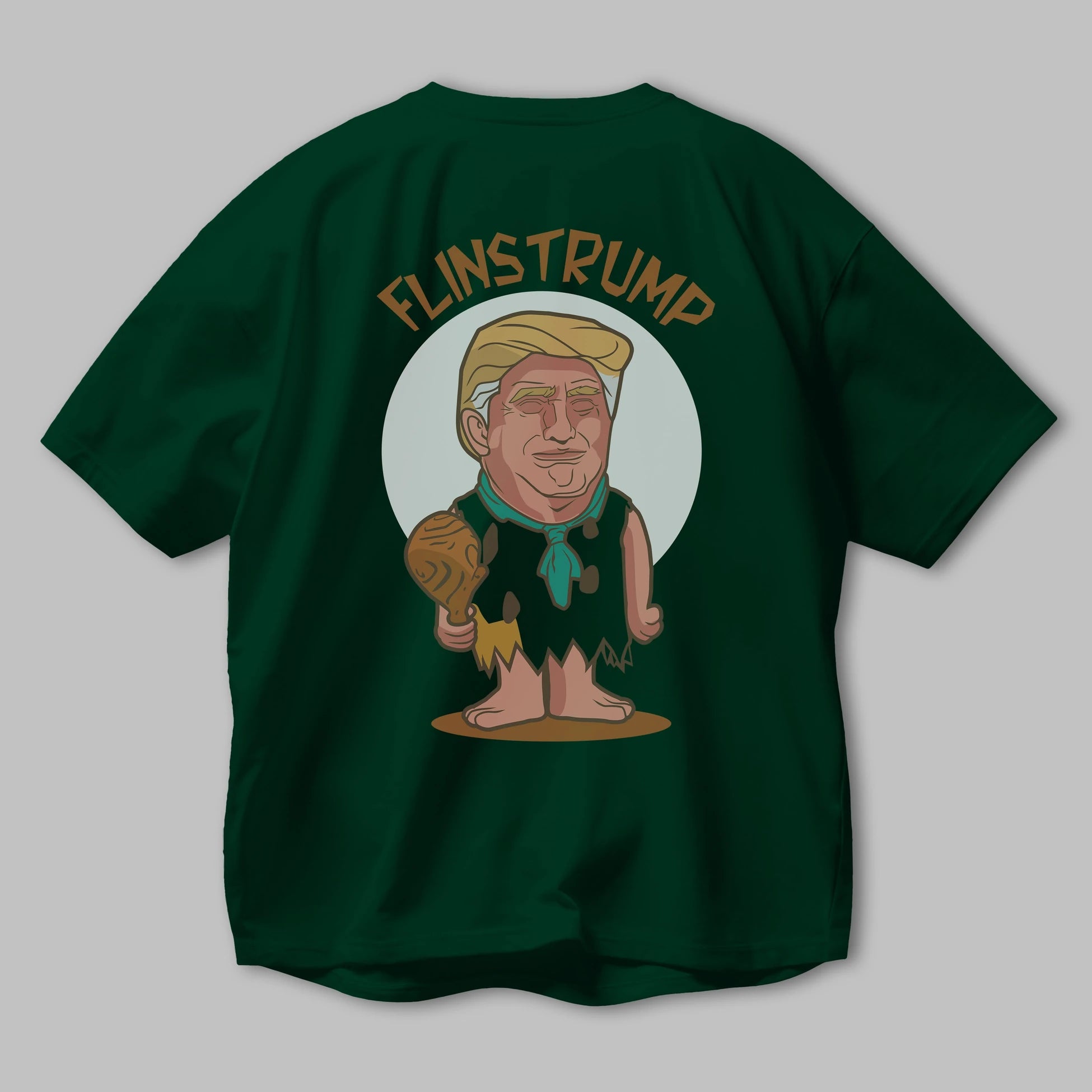 Flinstrump Arka Baskılı Oversize t-shirt Erkek Kadın Unisex %100 Pamuk tişort