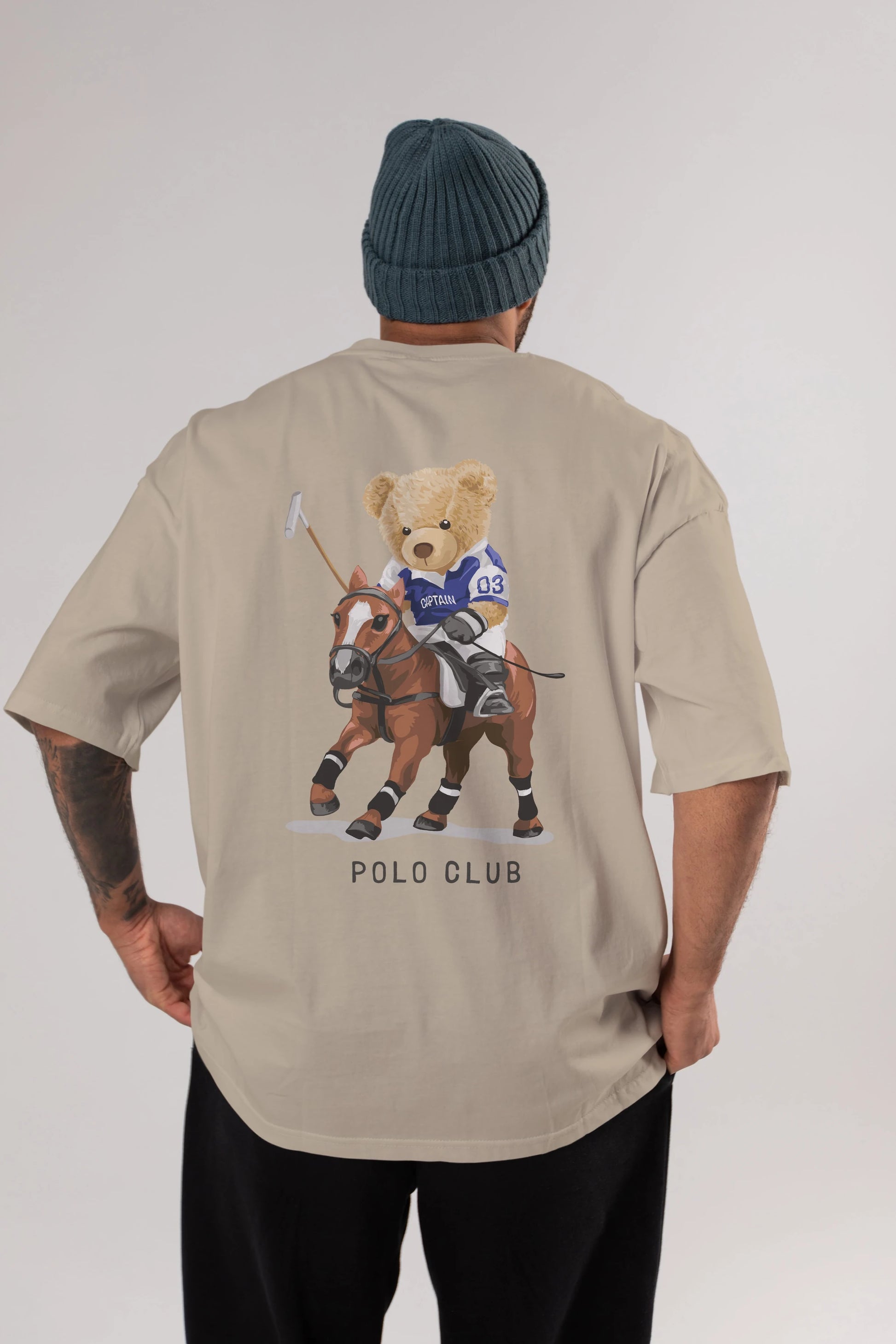 Teddy Bear Polo Club Arka Baskılı Oversize t-shirt Erkek Kadın Unisex %100 Pamuk