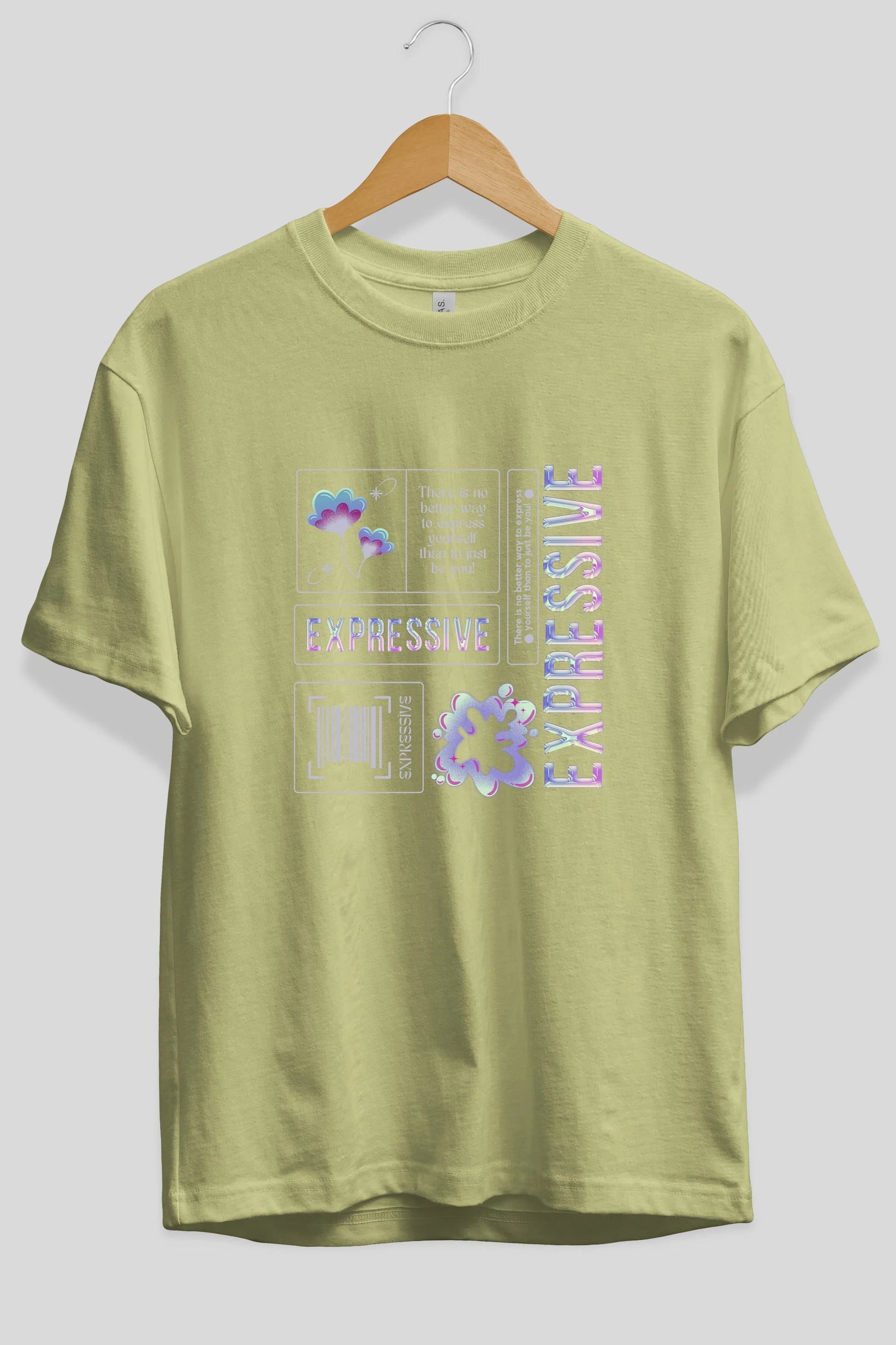Expressive Streetwear Ön Baskılı Oversize t-shirt Erkek Kadın Unisex