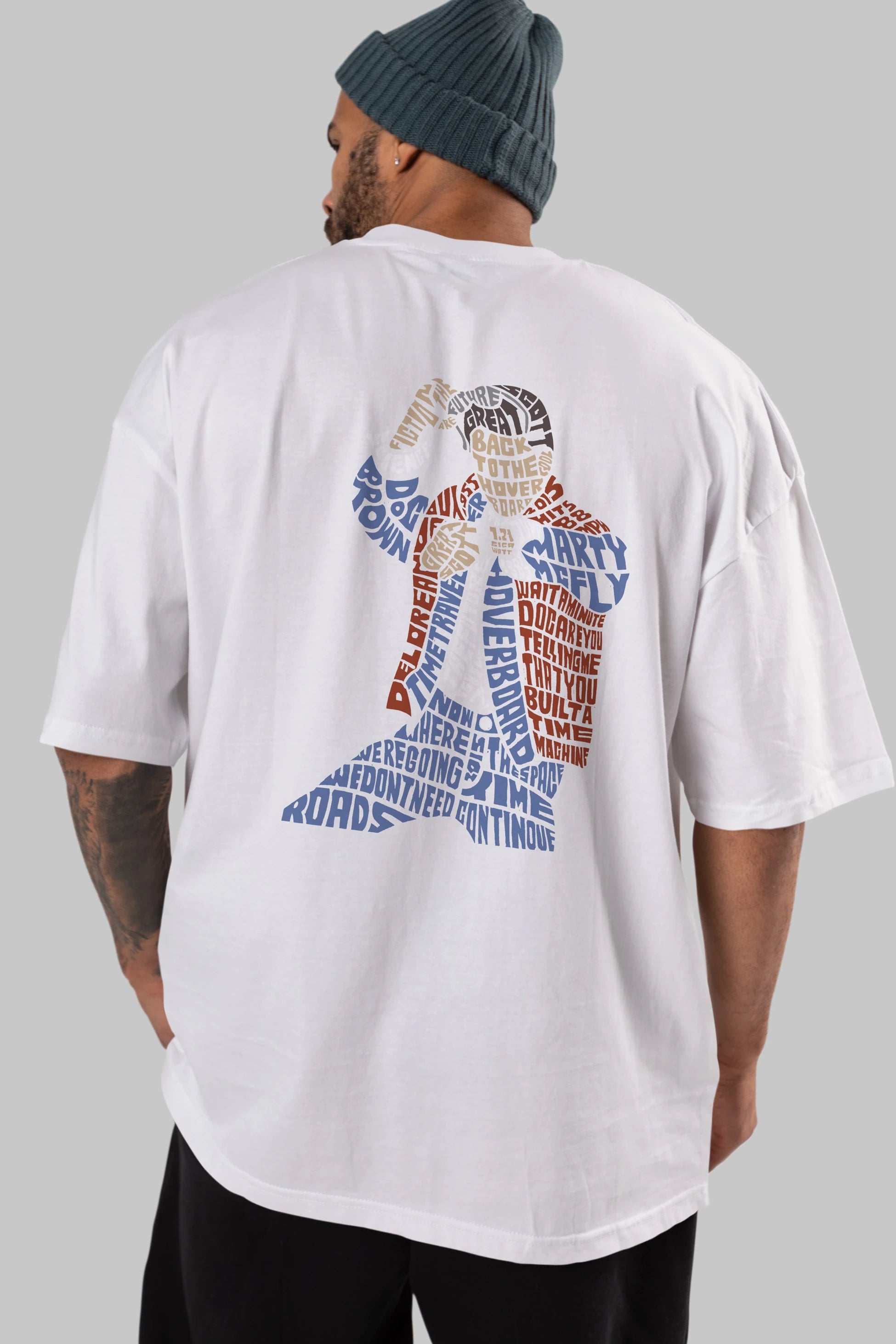 Back To The Hoverboard Arka Baskılı Oversize t-shirt %100 pamuk Erkek Kadın Unisex