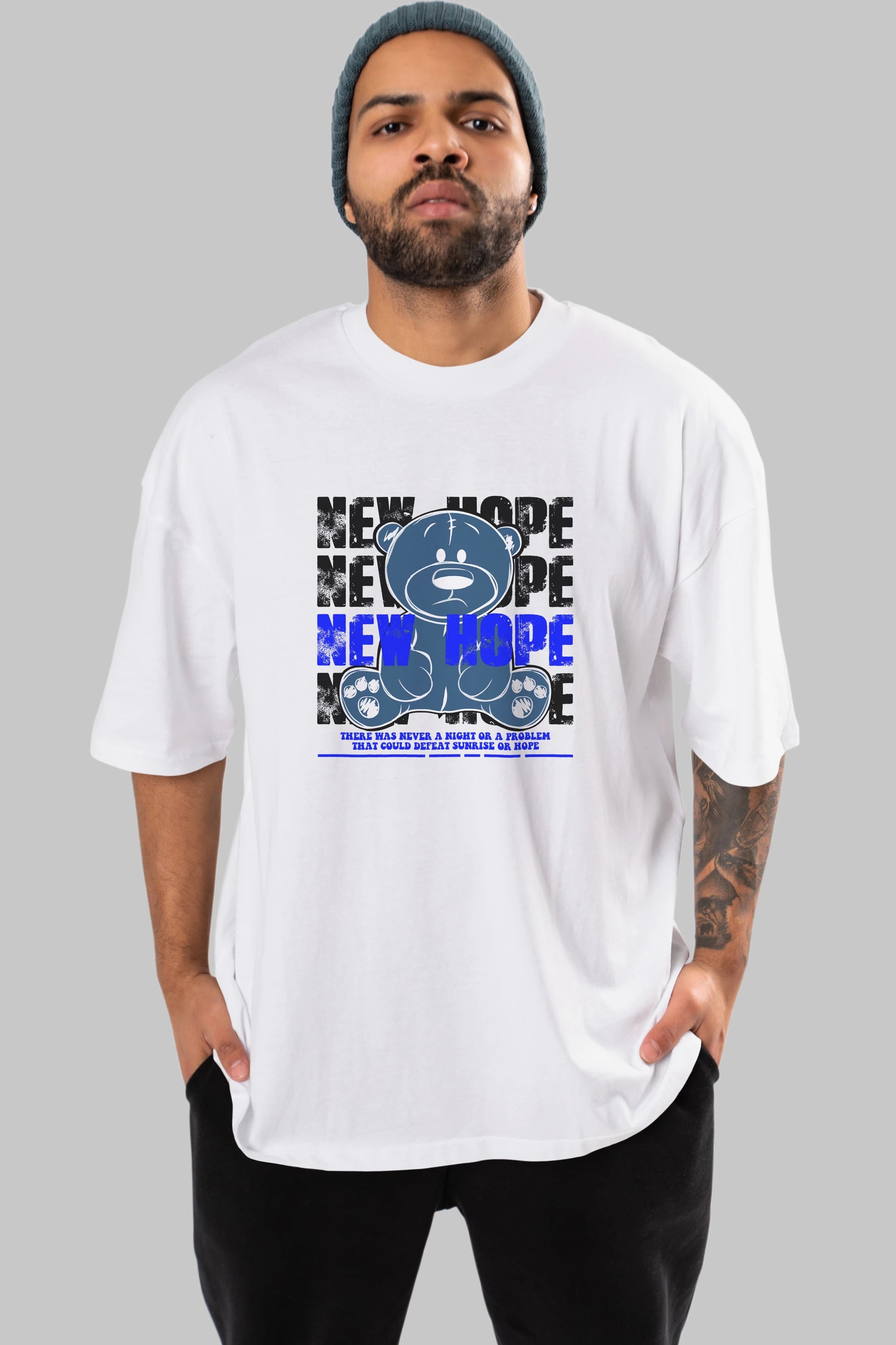 Teddy Bear New Hope Ön Baskılı Oversize t-shirt Erkek Kadın Unisex