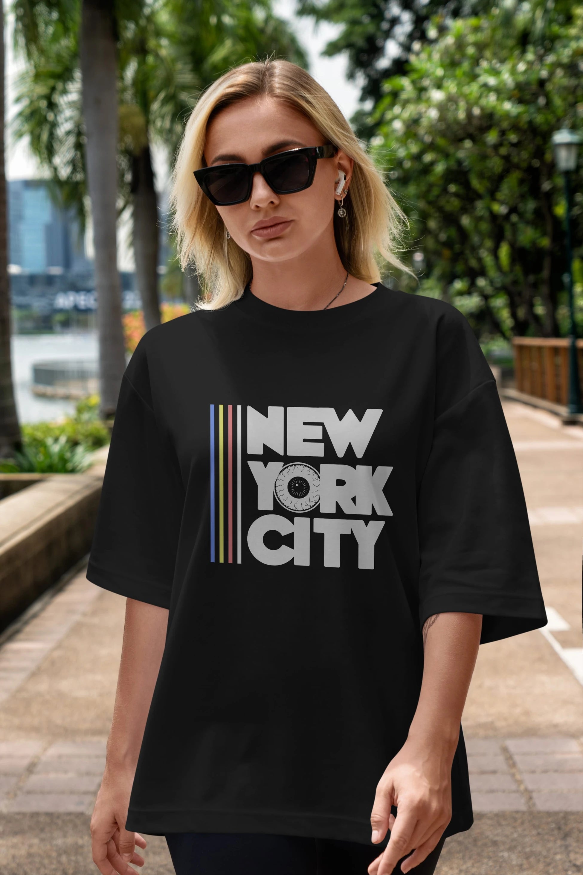 New York City Style Ön Baskılı Oversize t-shirt Erkek Kadın Unisex