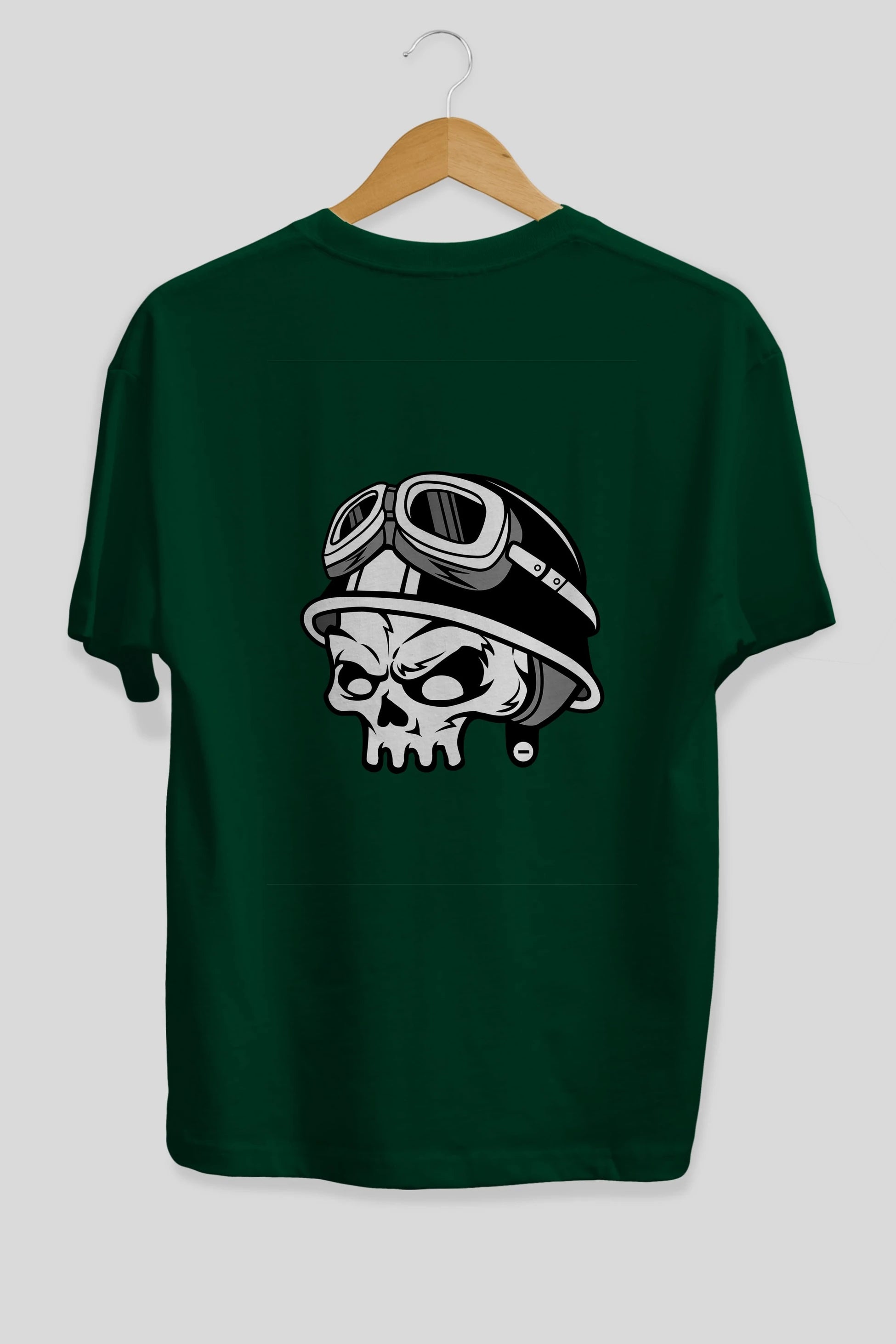 Biker Helmet Arka Baskılı Oversize t-shirt Erkek Kadın Unisex %100 Pamuk tişort