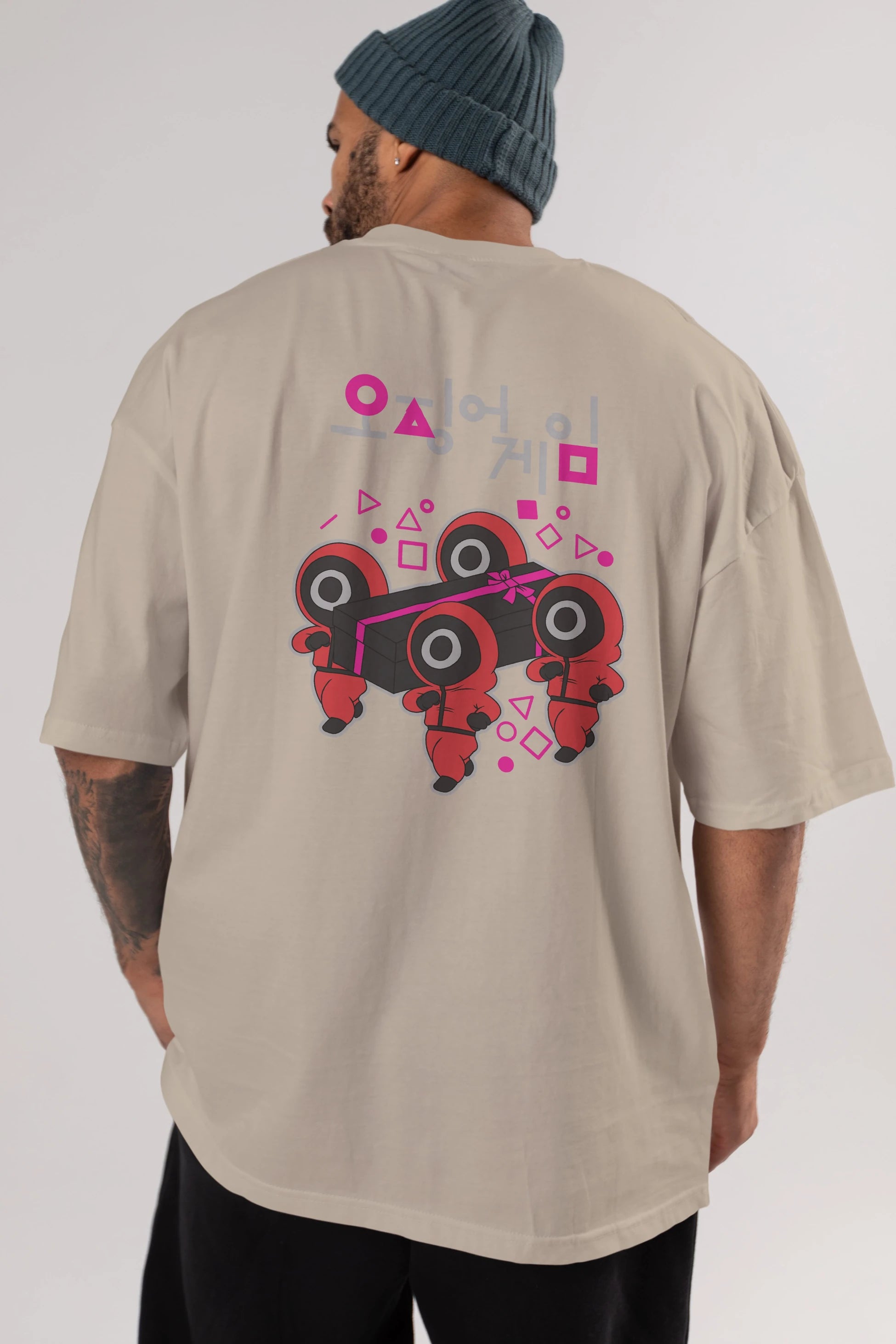 Squid Game (6) Arka Baskılı Oversize t-shirt Erkek Kadın Unisex %100 Pamuk Bisiklet Yaka tişort