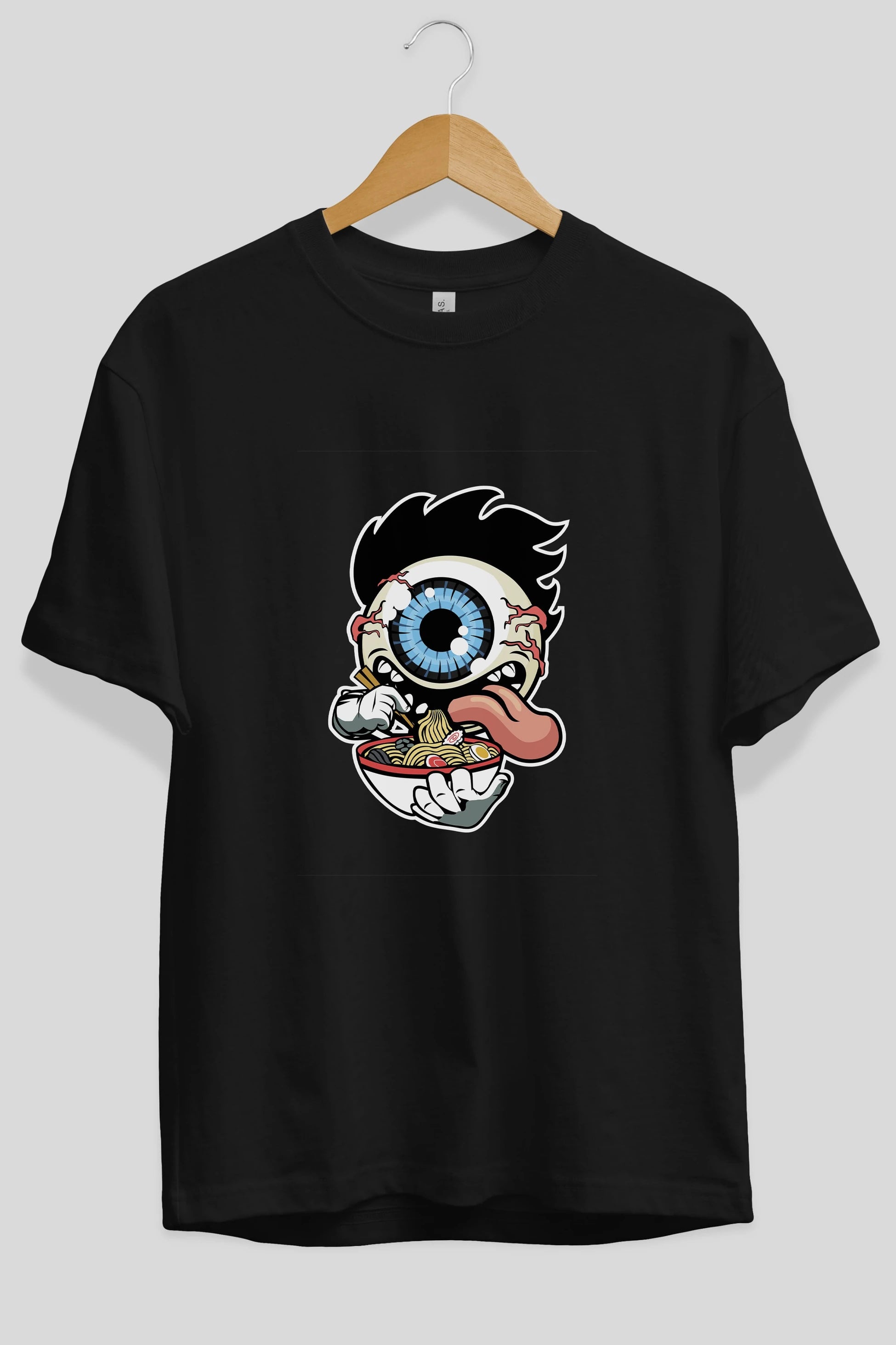 Eyeball Ramen Ön Baskılı Oversize t-shirt Erkek Kadın Unisex %100 Pamuk tişort