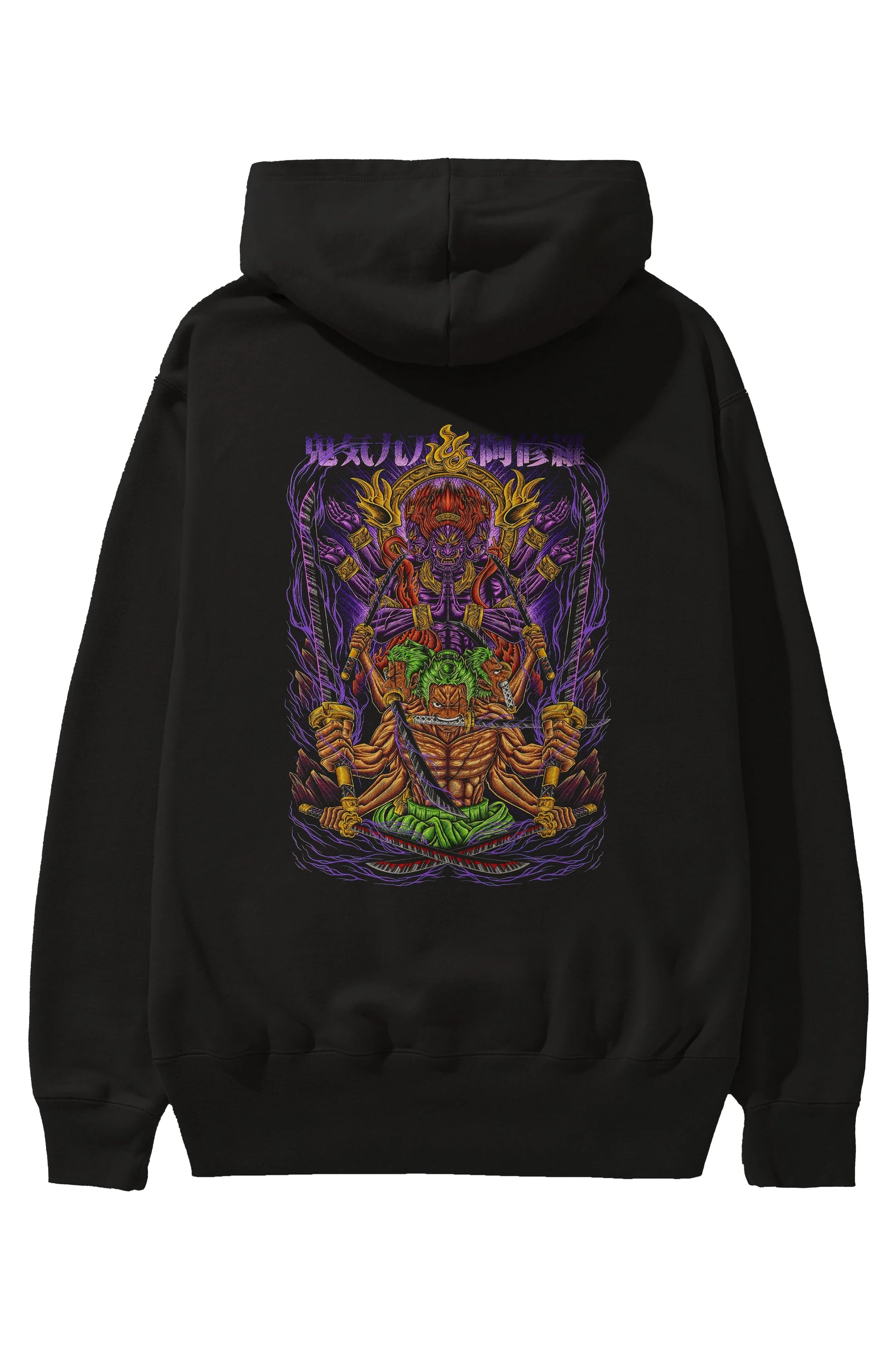 RORONOA ZORO 2 Anime Arka Baskılı Hoodie Oversize Kapüşonlu Sweatshirt Erkek Kadın Unisex