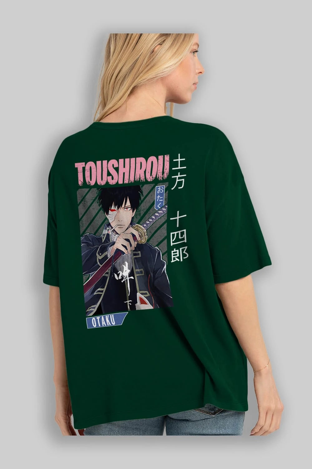 Toushirou Hijikata 1 Anime Arka Baskılı Oversize t-shirt Erkek Kadın Unisex