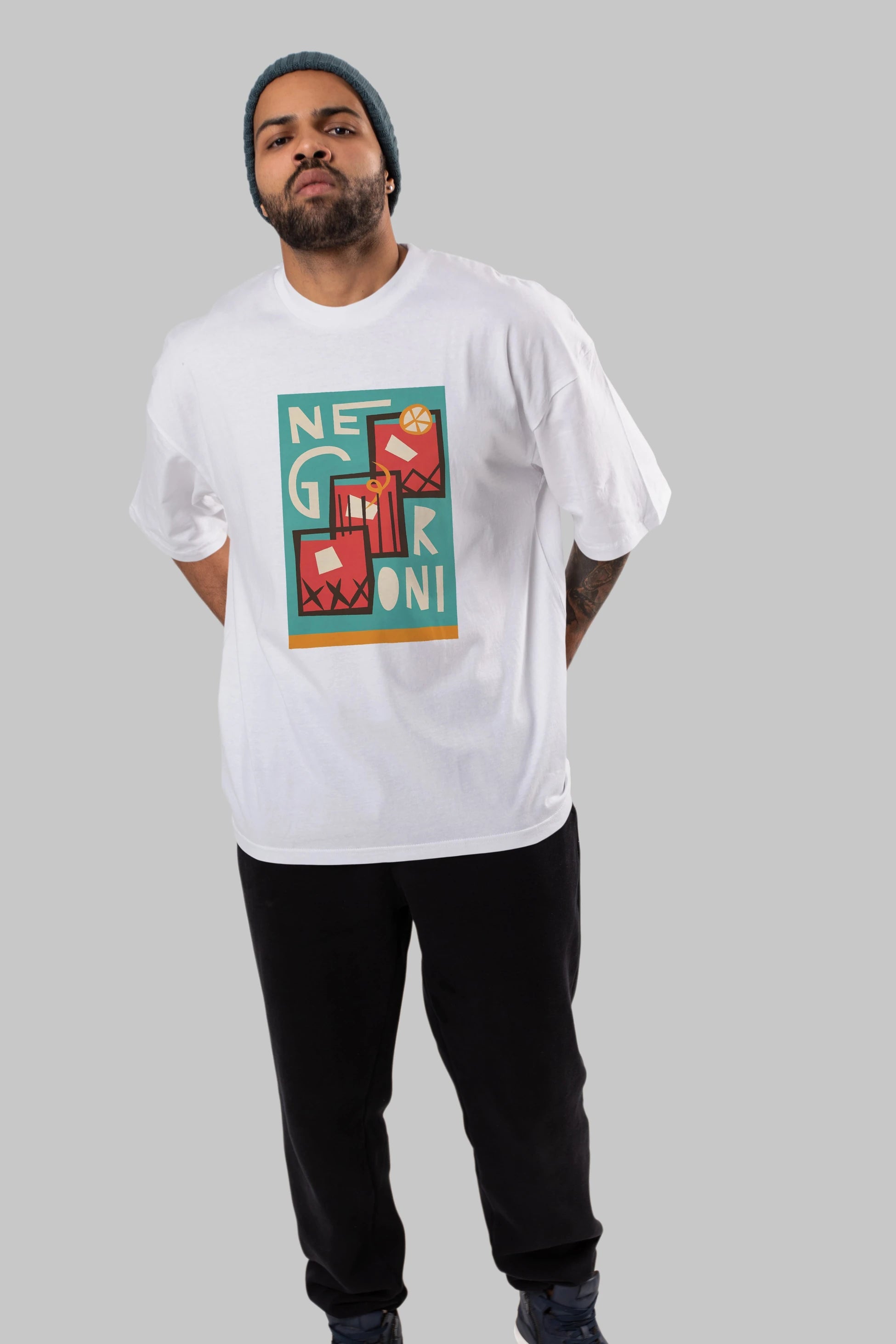 Negroni 3 Ön Baskılı Oversize t-shirt Erkek Kadın Unisex %100 Pamuk Bisiklet Yaka tişort