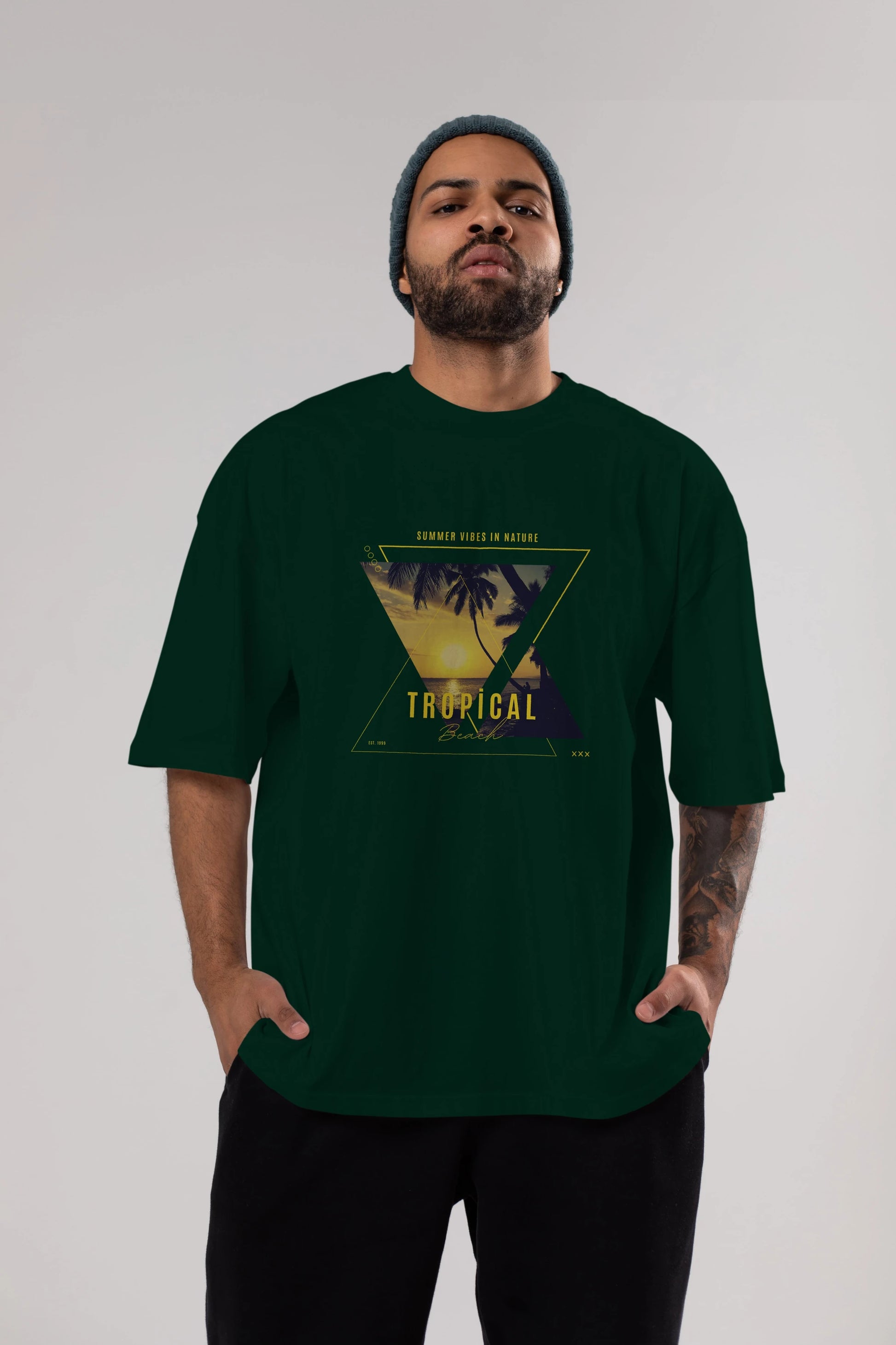 Summer Vibes Yazılı Ön Baskılı Oversize t-shirt Erkek Kadın Unisex