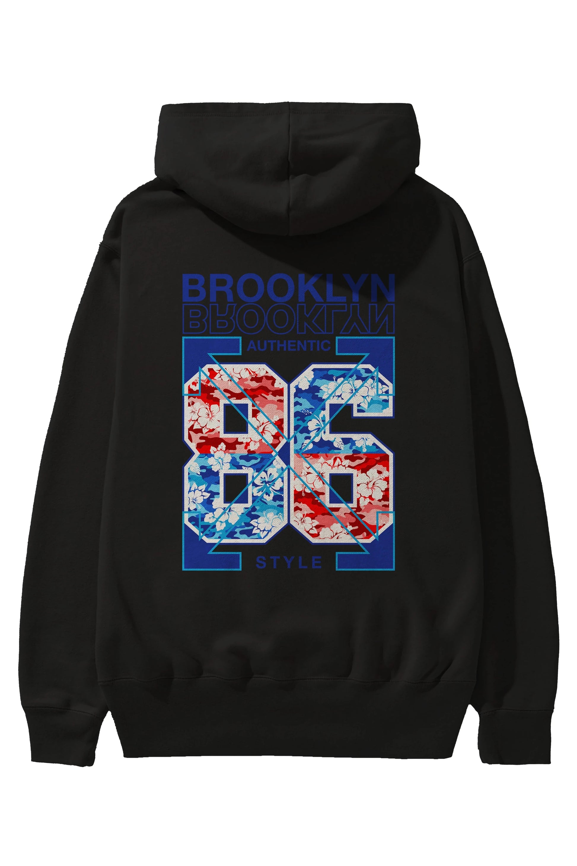 Brooklyn 86 Style Arka Baskılı Hoodie Oversize Kapüşonlu Sweatshirt Erkek Kadın Unisex