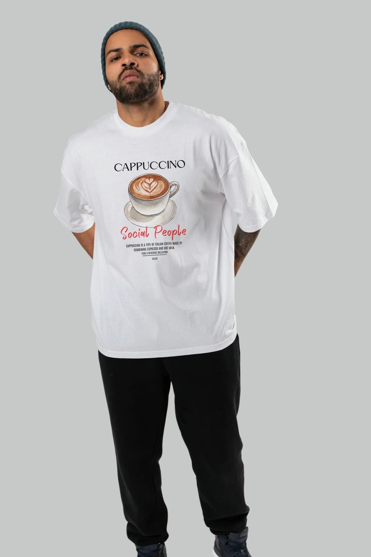 Cappuccino Kokteyl Serisi ön Baskılı Oversize t-shirt Erkek Kadın %100 Pamuk Bisiklet Yaka tişort