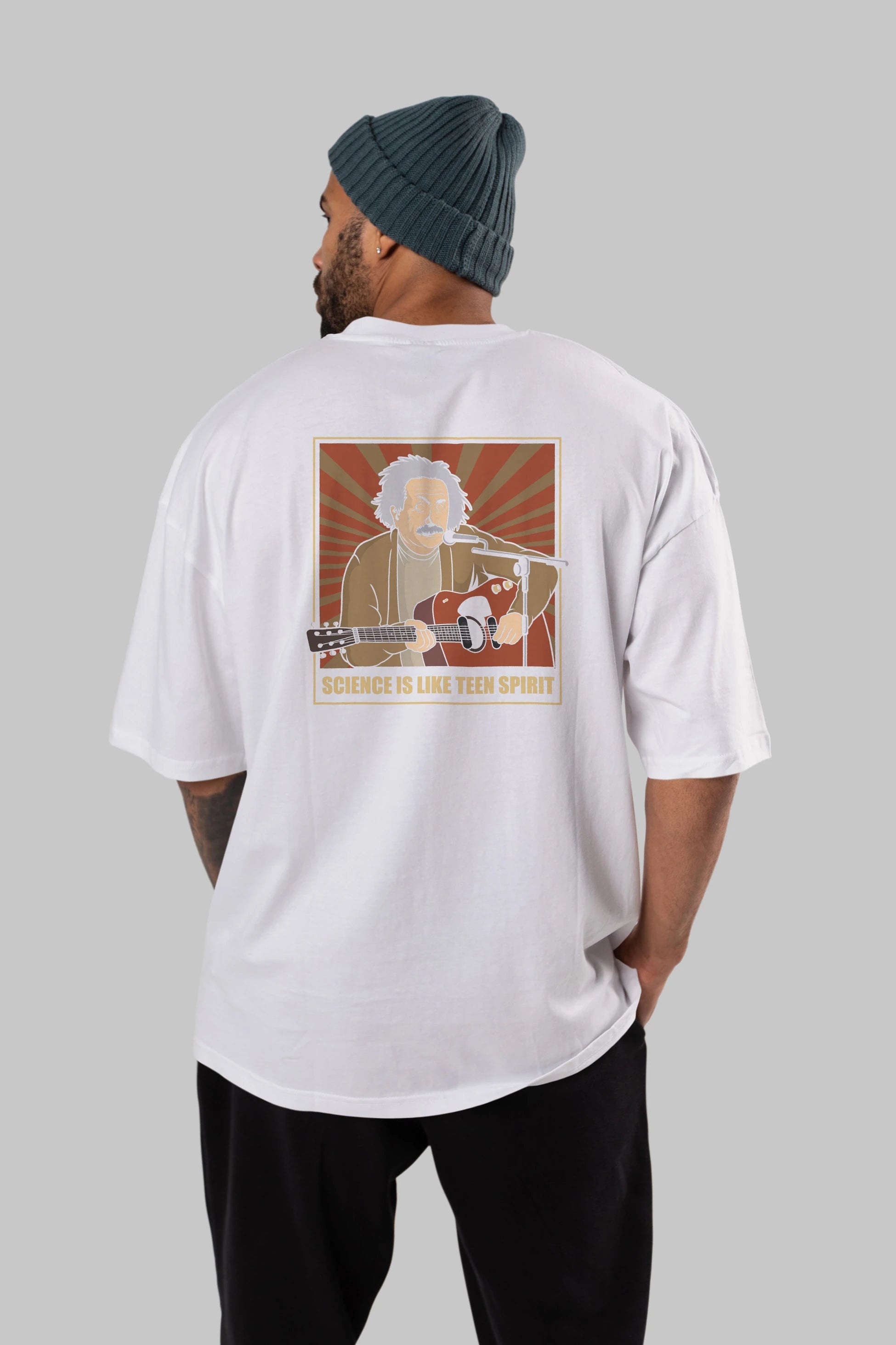 Kurt Einstein Arka Baskılı Oversize t-shirt Erkek Kadın Unisex %100 Pamuk tişort