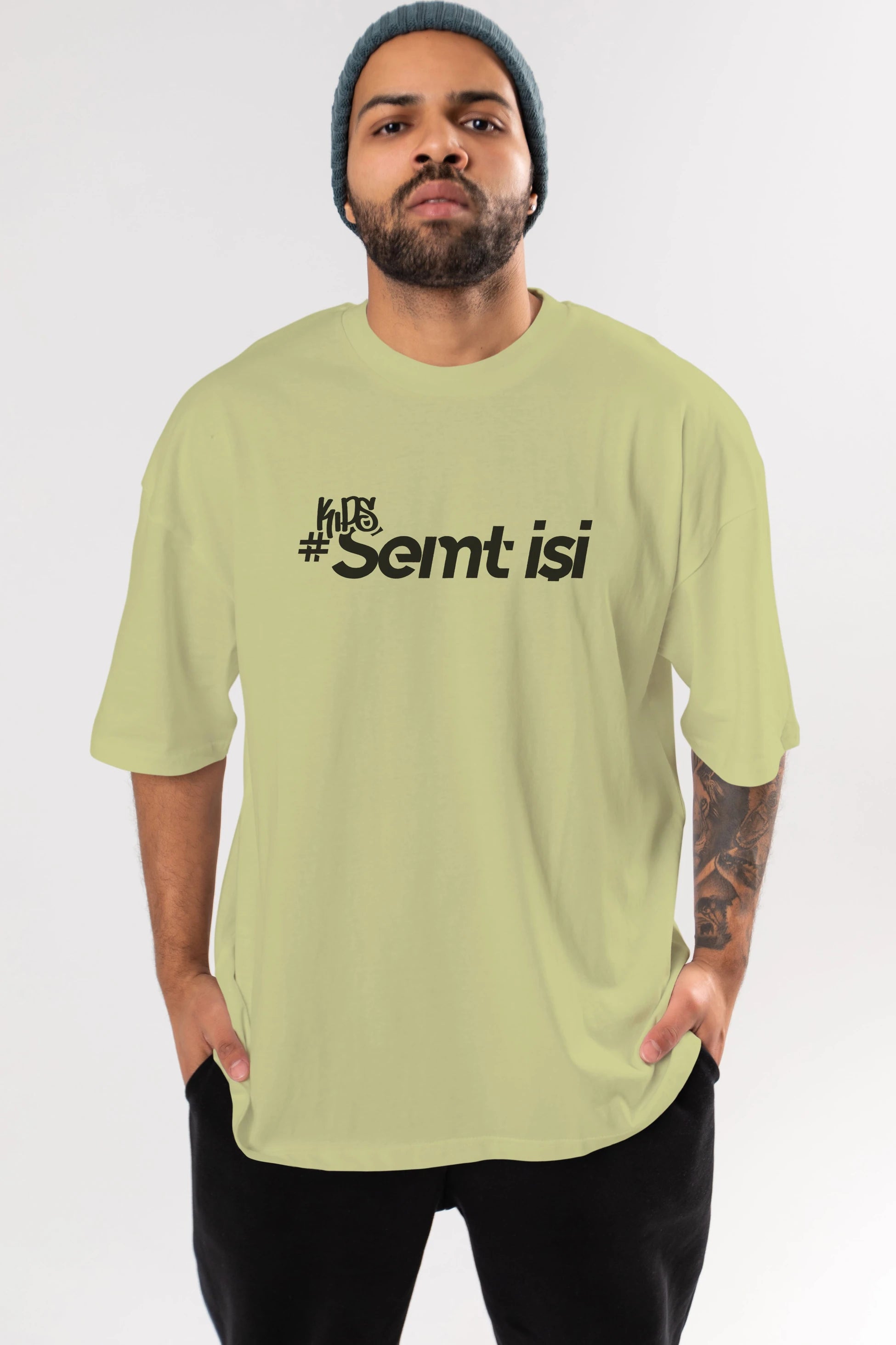 Semt İşi Ön Baskılı Oversize t-shirt %100 pamuk Erkek Kadın Unisex