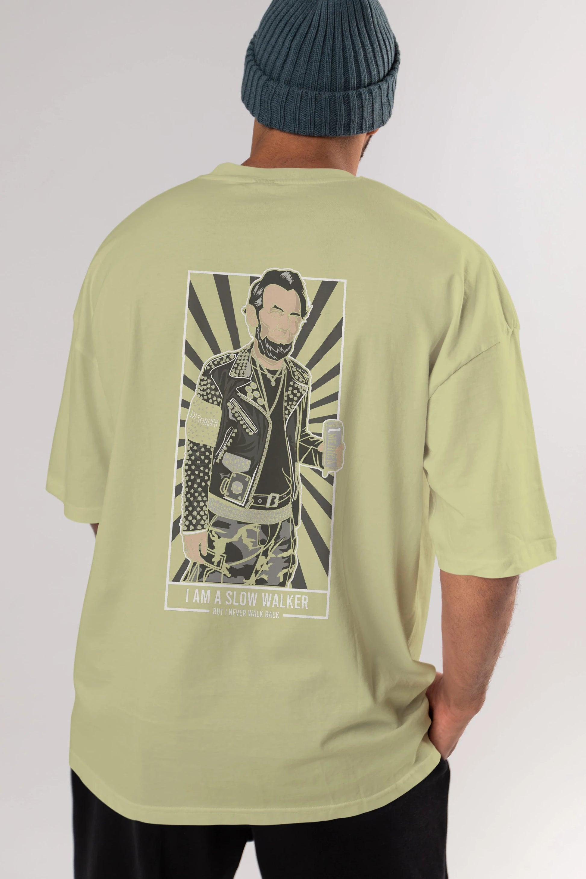 Lincoln Street Punk Arka Baskılı Oversize t-shirt Erkek Kadın Unisex %100 Pamuk tişort