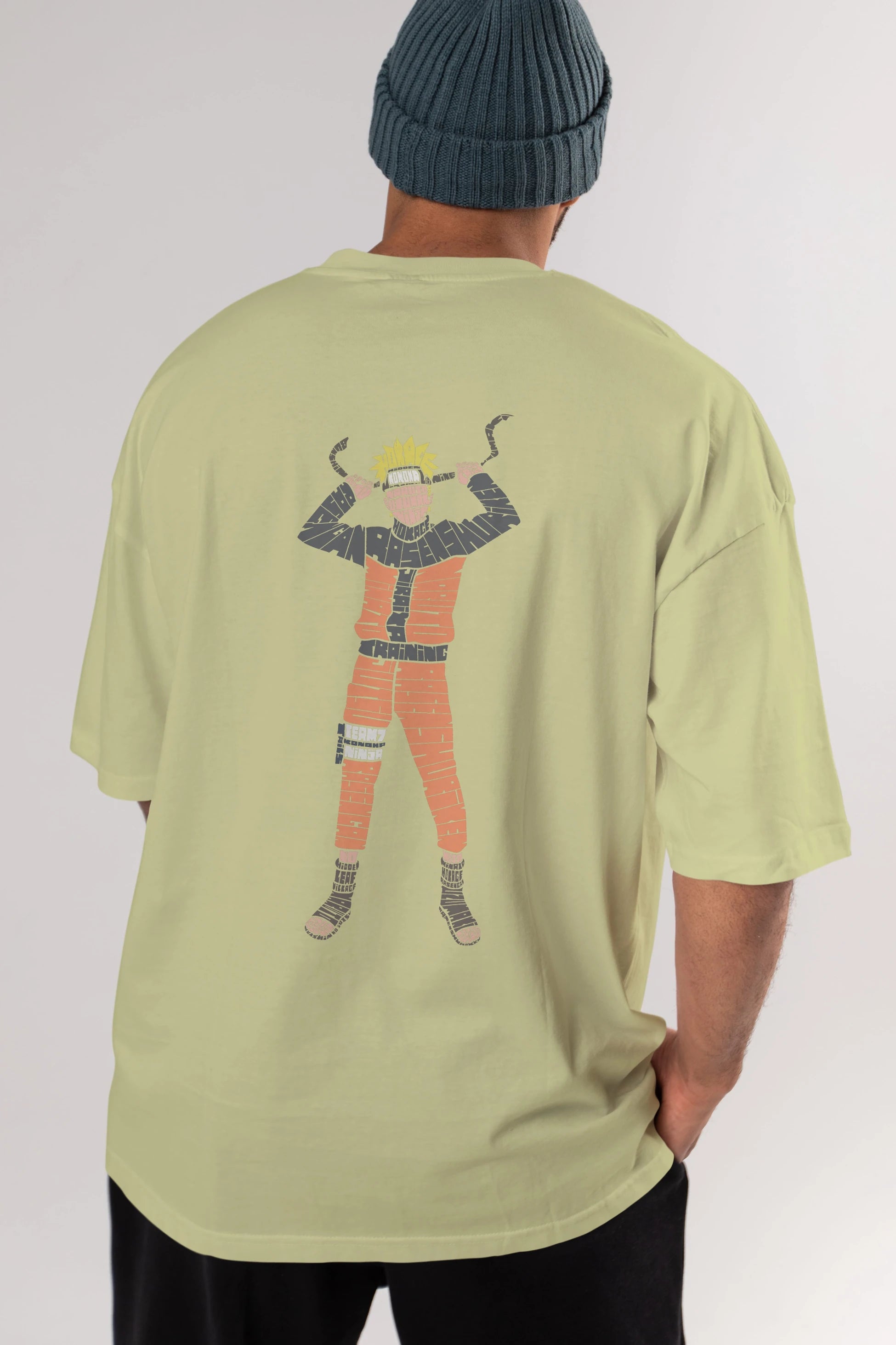 Naruto Arka Baskılı Oversize t-shirt %100 pamuk Erkek Kadın Unisex