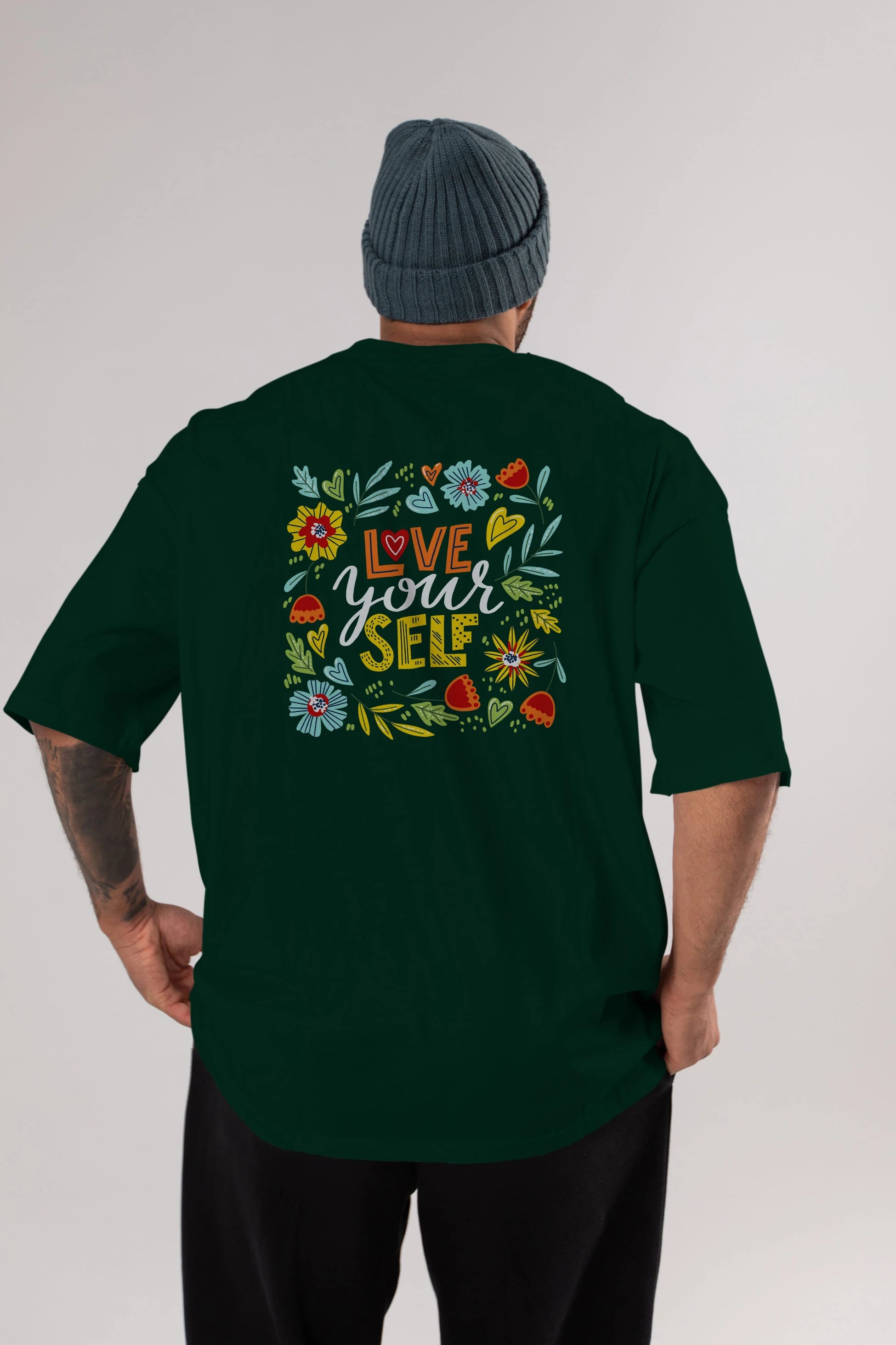 Love Yourself Yazılı Arka Baskılı Oversize t-shirt Erkek Kadın Unisex