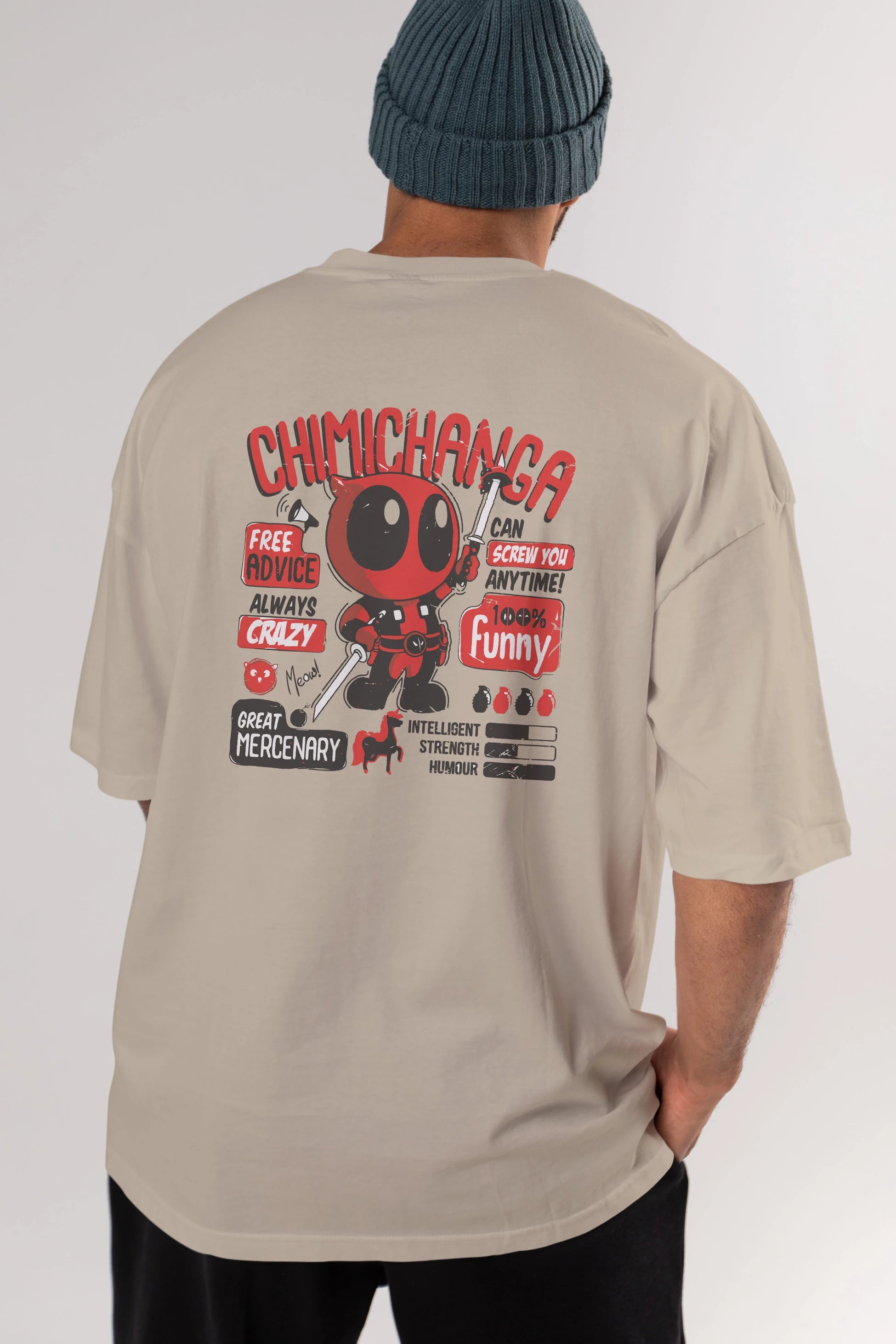 Deadpool (9) Arka Baskılı Oversize t-shirt Erkek Kadın Unisex %100 Pamuk Bisiklet Yaka tişort