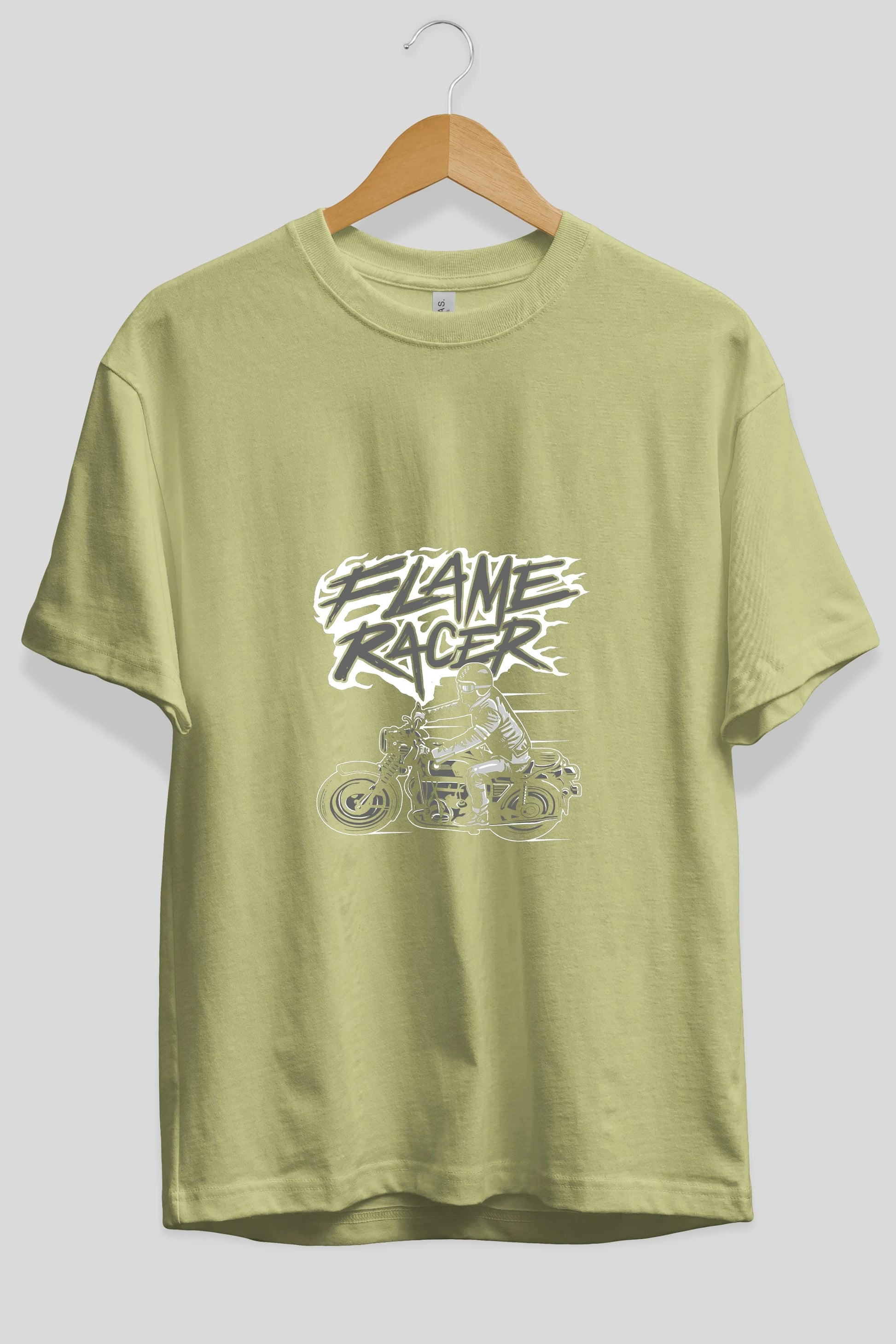 Flame Racer Ön Baskılı Oversize t-shirt Erkek Kadın Unisex %100 Pamuk tişort