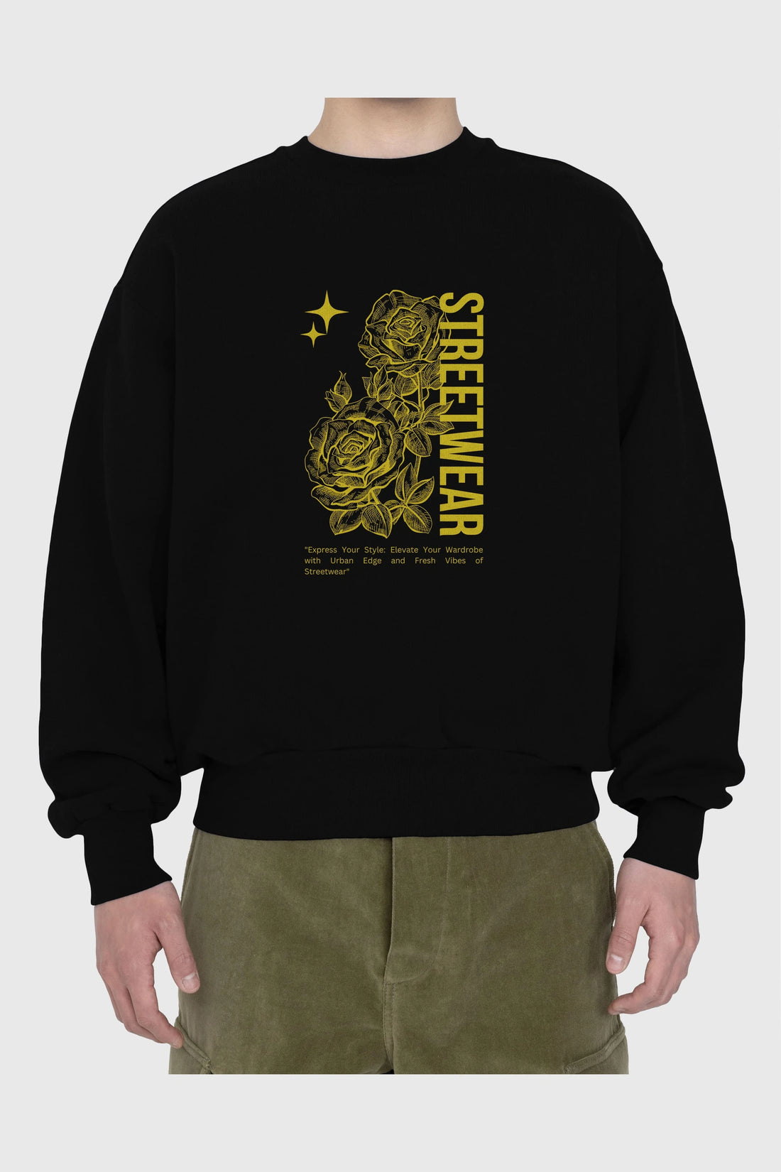 Minimalist Streetwear Ön Baskılı Oversize Sweatshirt Erkek Kadın Unisex