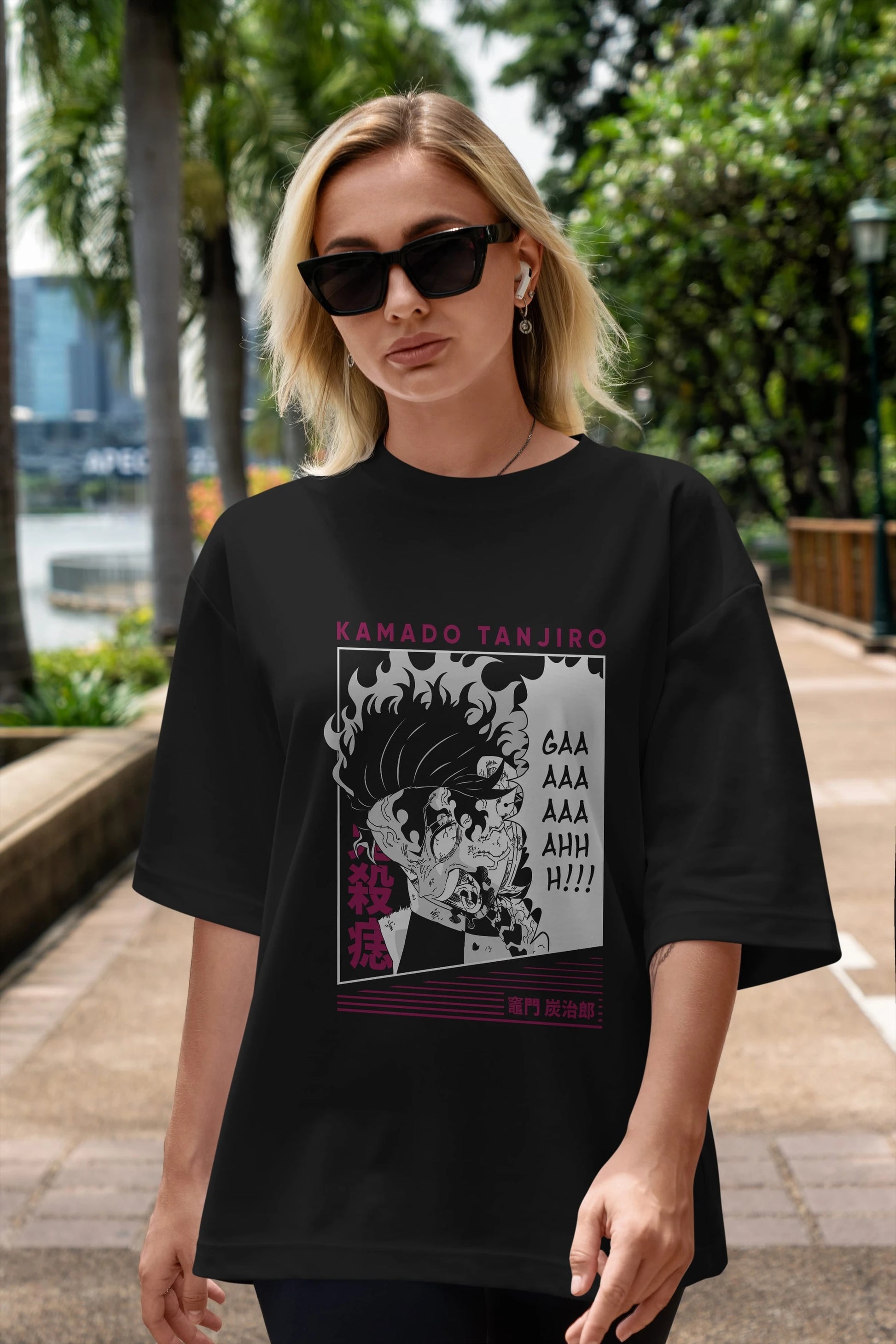 TANJIRO KAMADO 3 Anime Ön Baskılı Oversize t-shirt %100 pamuk Erkek Kadın Unisex
