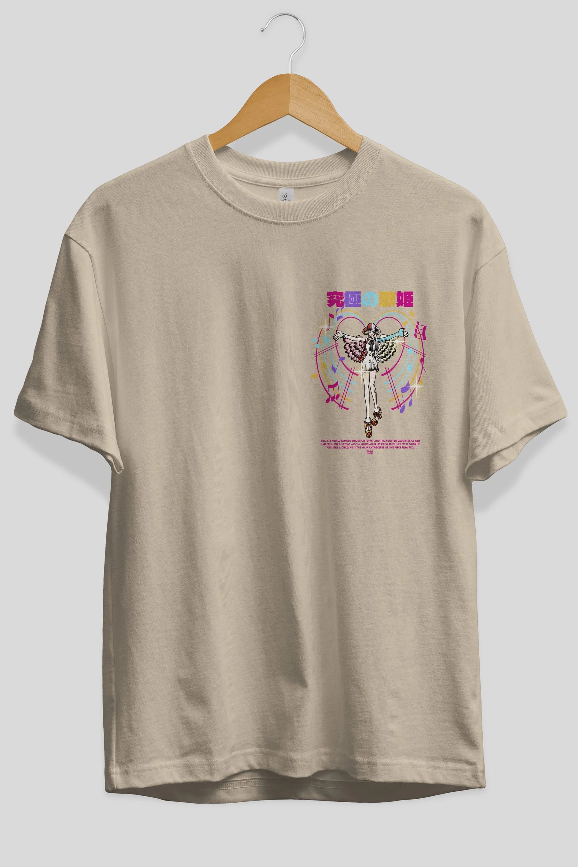 Uta Ön Sol Baskılı Oversize t-shirt Erkek Kadın Unisex %100 Pamuk Bisiklet Yaka tişort