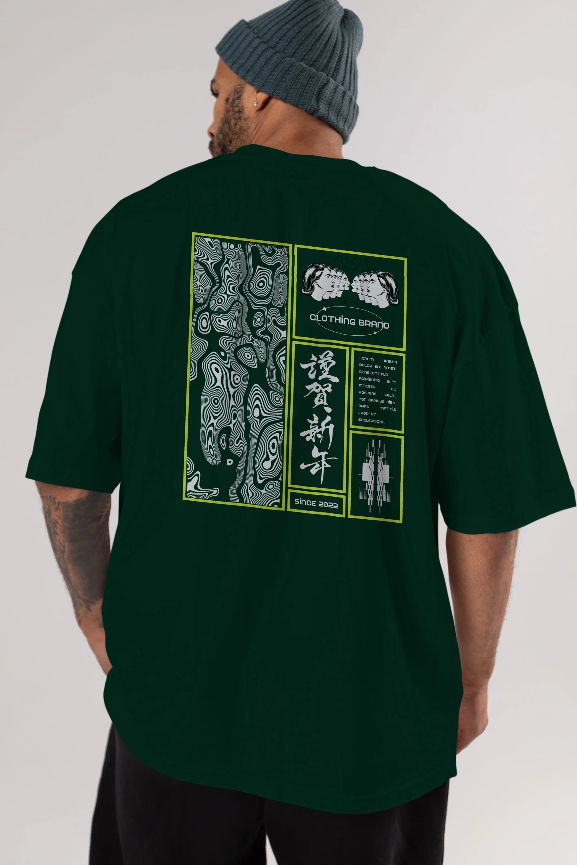 Neon Japanese Streetwear Arka Baskılı Oversize t-shirt Erkek Kadın Unisex
