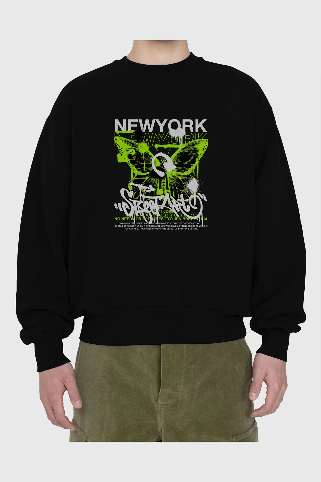 New York Street Style Ön Baskılı Oversize Sweatshirt Erkek Kadın Unisex
