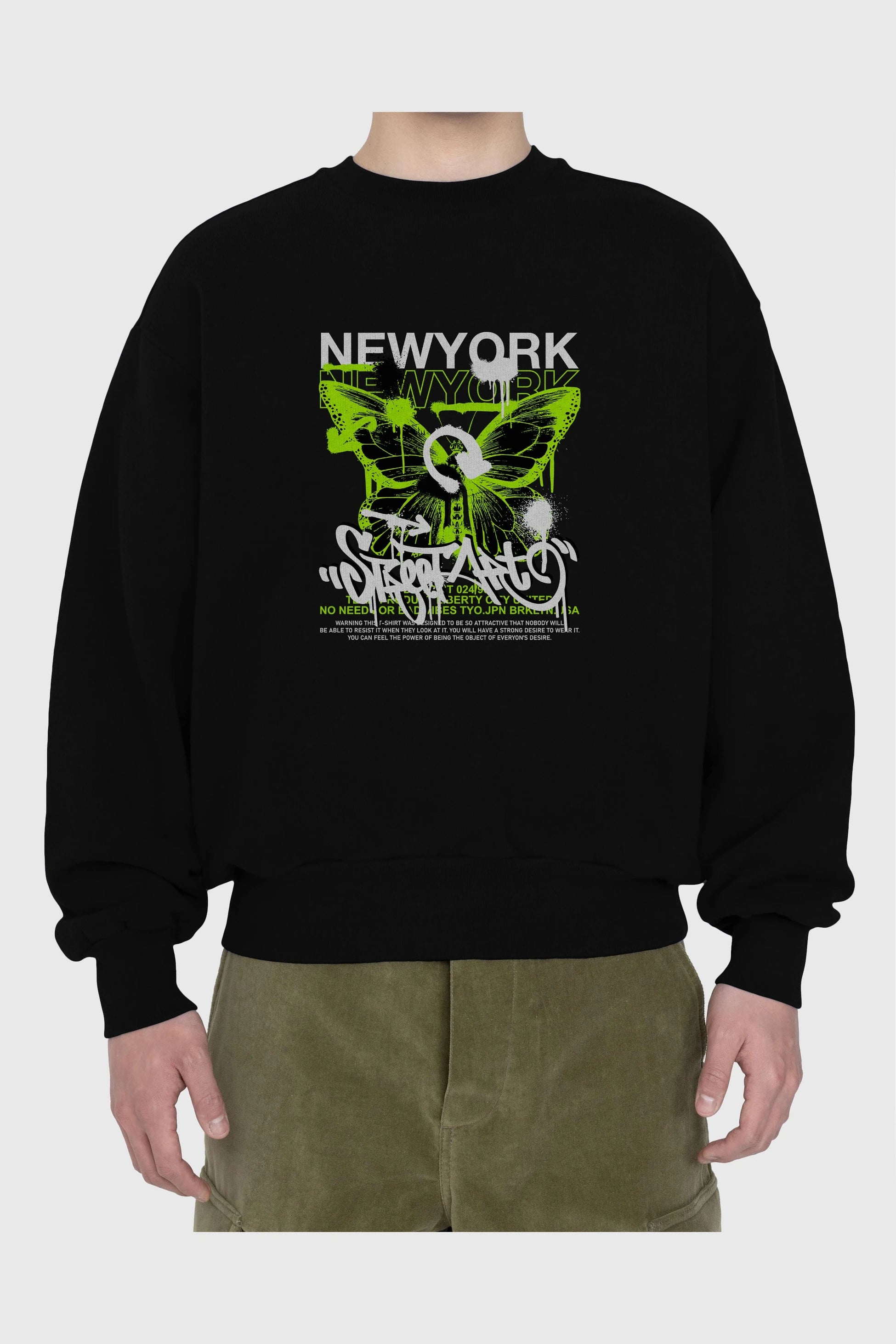 New York Street Style Ön Baskılı Oversize Sweatshirt Erkek Kadın Unisex