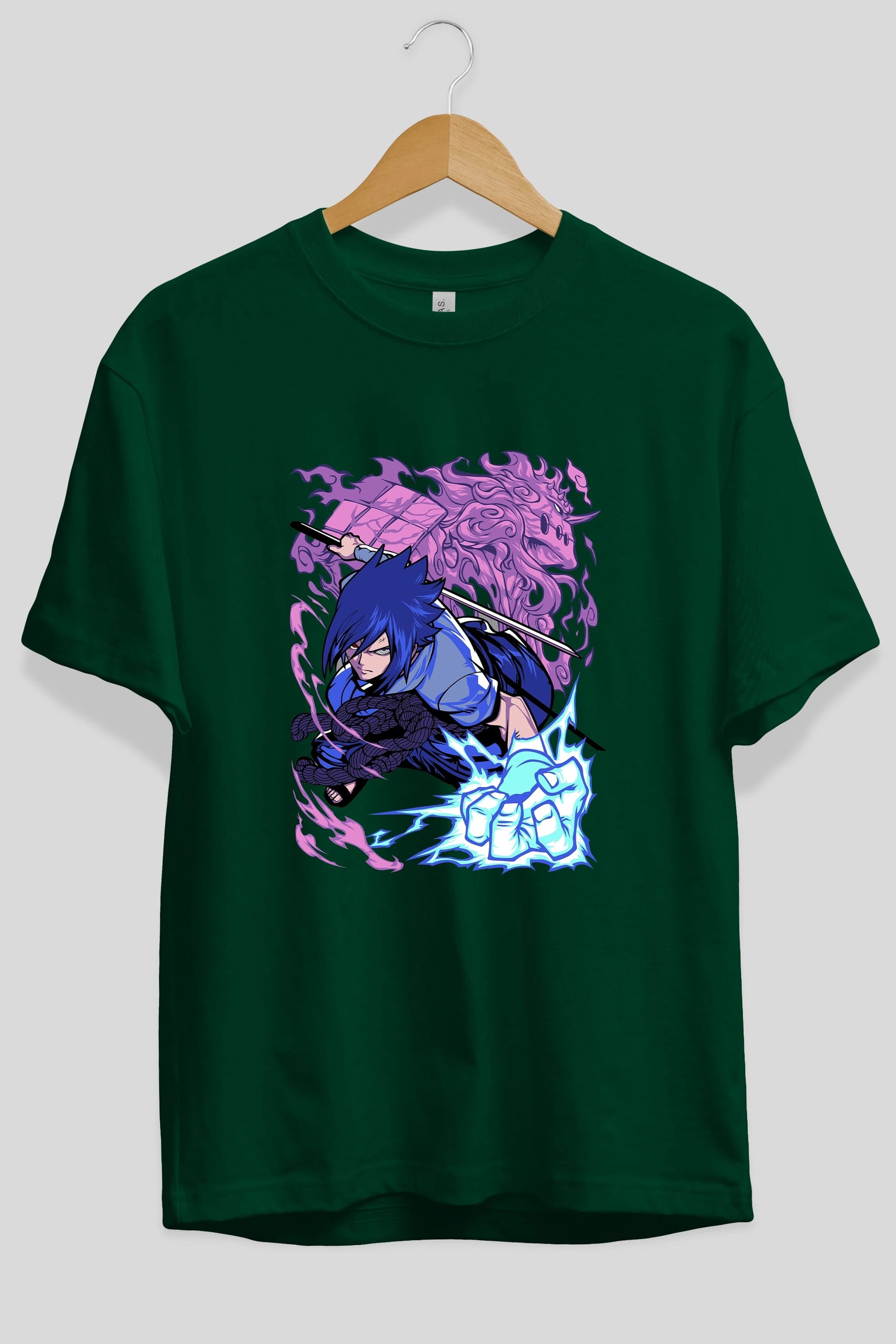 NARUTO SASUKE UCHIHA 2 Anime Ön Baskılı Oversize t-shirt %100 pamuk Erkek Kadın Unisex