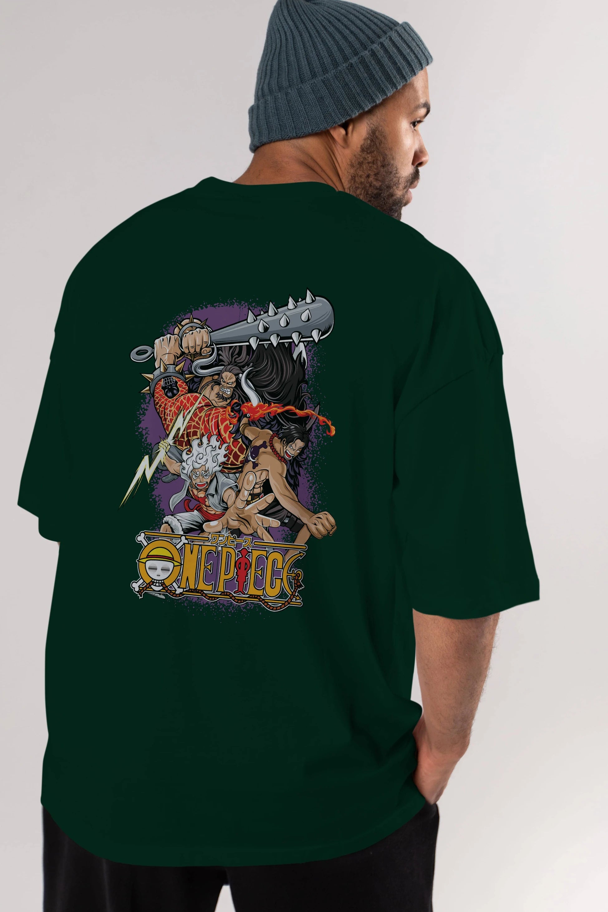 ONE PIECE (6) Anime Arka Baskılı Oversize t-shirt Erkek Kadın Unisex