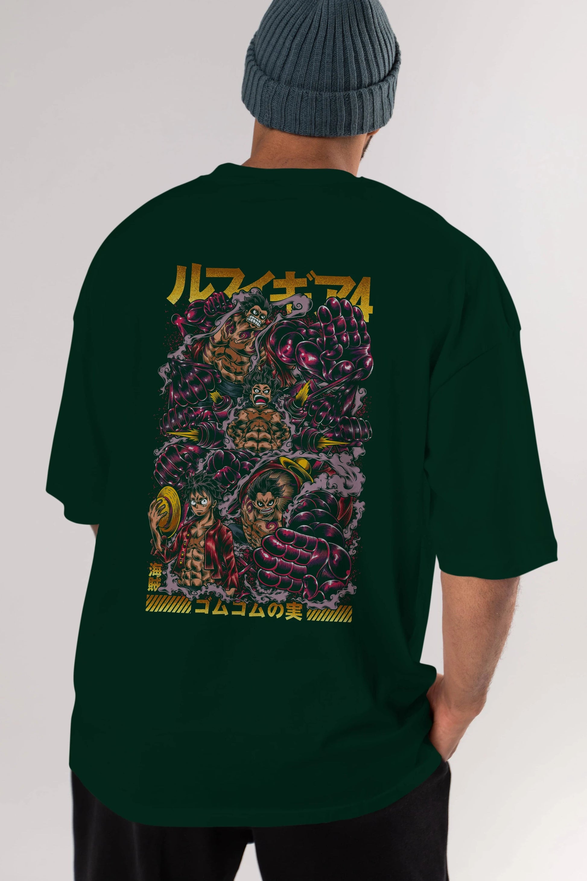 MONKEY D. LUFFY (2) Anime Arka Baskılı Oversize t-shirt Erkek Kadın Unisex