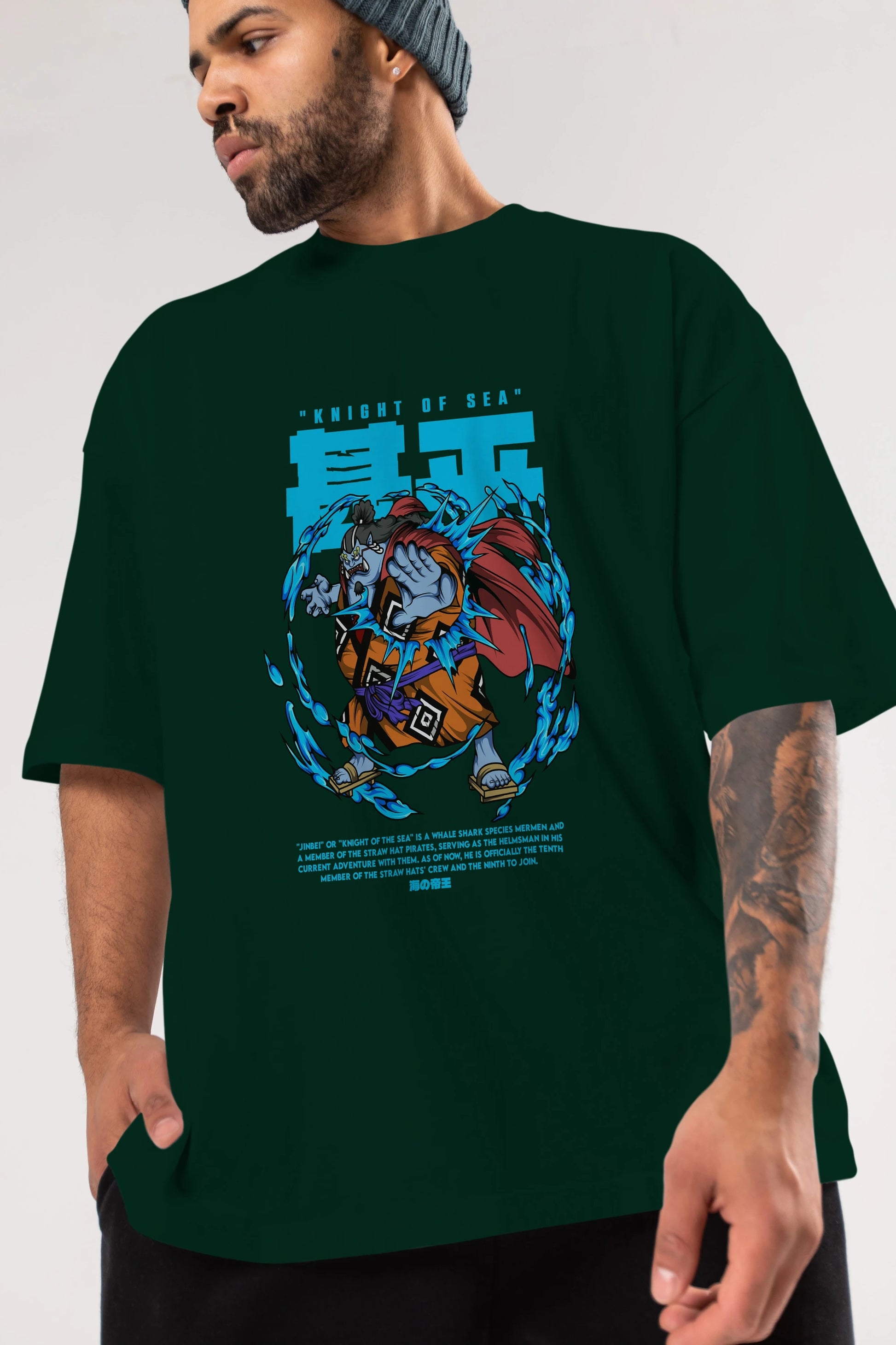 Jinbei Anime Ön Baskılı Oversize t-shirt %100 pamuk Erkek Kadın Unisex
