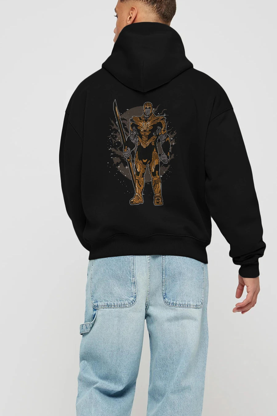 Thanos Arka Baskılı Hoodie Oversize Kapüşonlu Sweatshirt Erkek Kadın Unisex