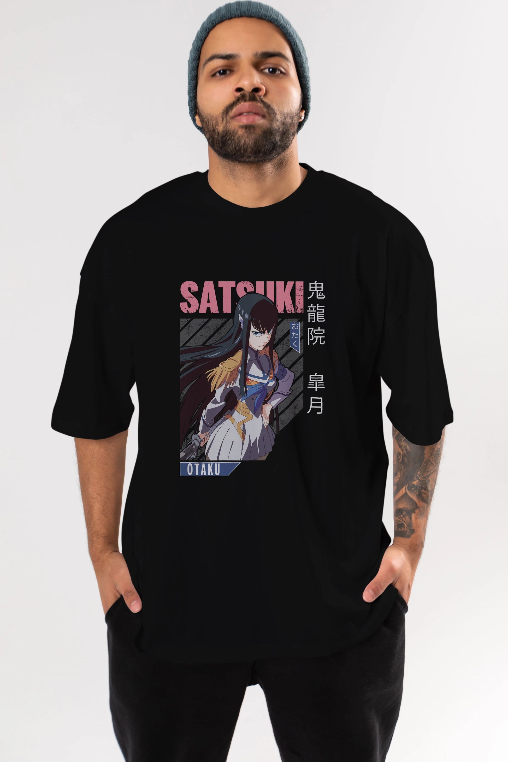 Satsuki Kiryuuin 8 Anime Ön Baskılı Oversize t-shirt %100 pamuk Erkek Kadın Unisex