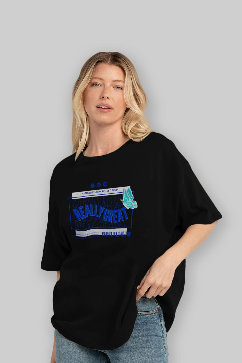 Really Great Yazılı Ön Baskılı Oversize t-shirt Erkek Kadın Unisex
