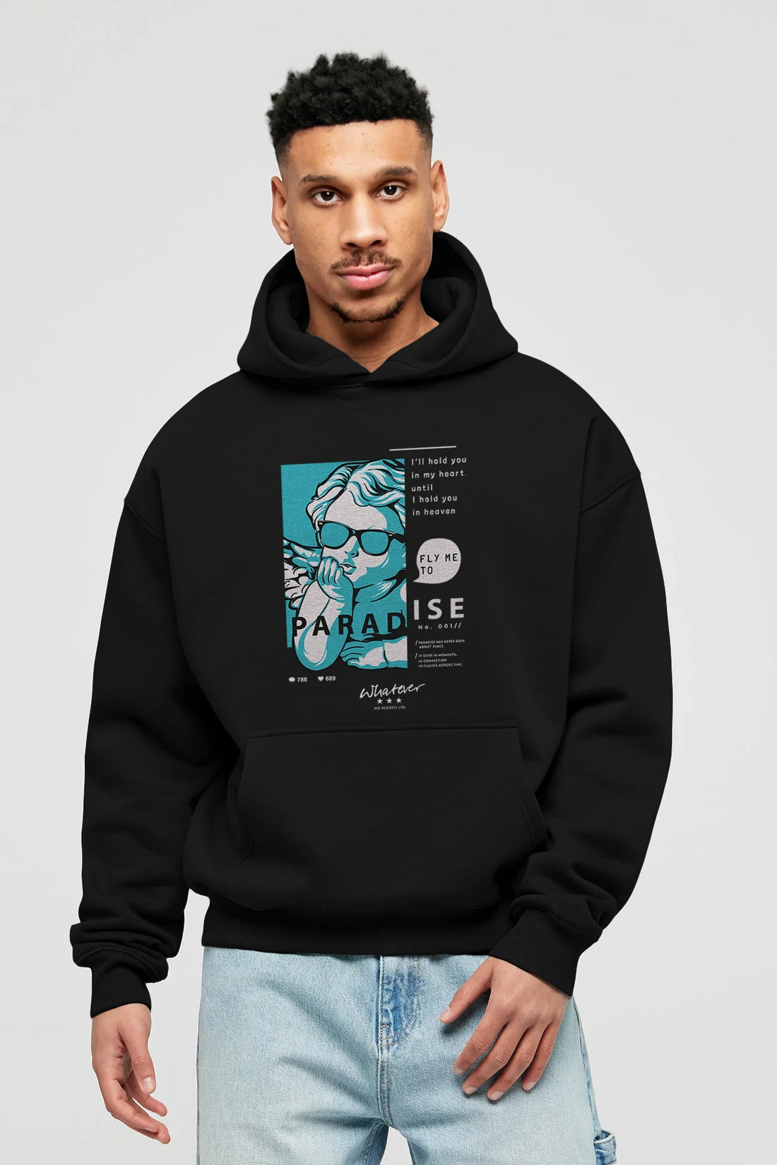 Paradise Fly to Me Ön Baskılı Hoodie Oversize Kapüşonlu Sweatshirt Erkek Kadın Unisex
