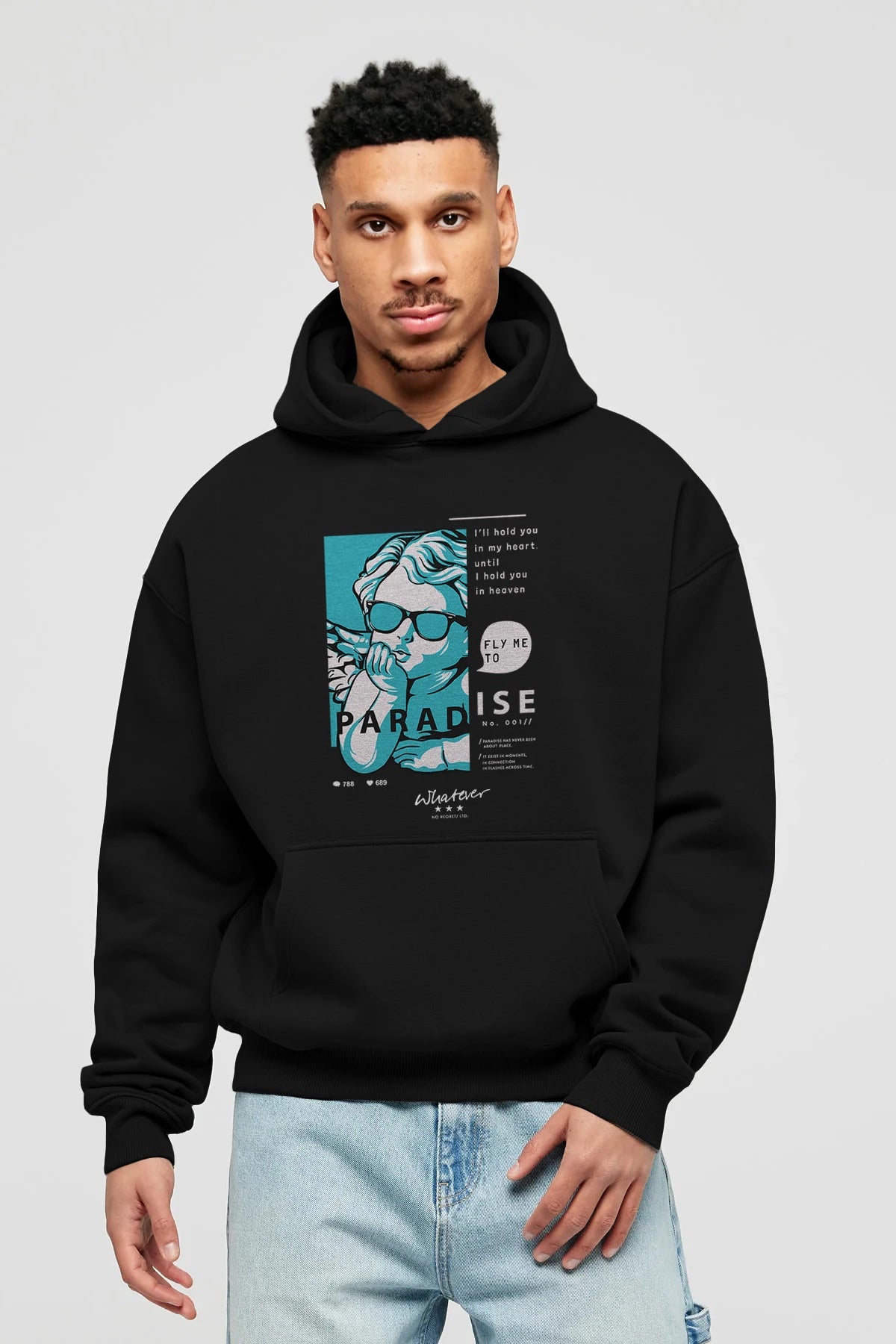 Paradise Fly to Me Ön Baskılı Hoodie Oversize Kapüşonlu Sweatshirt Erkek Kadın Unisex
