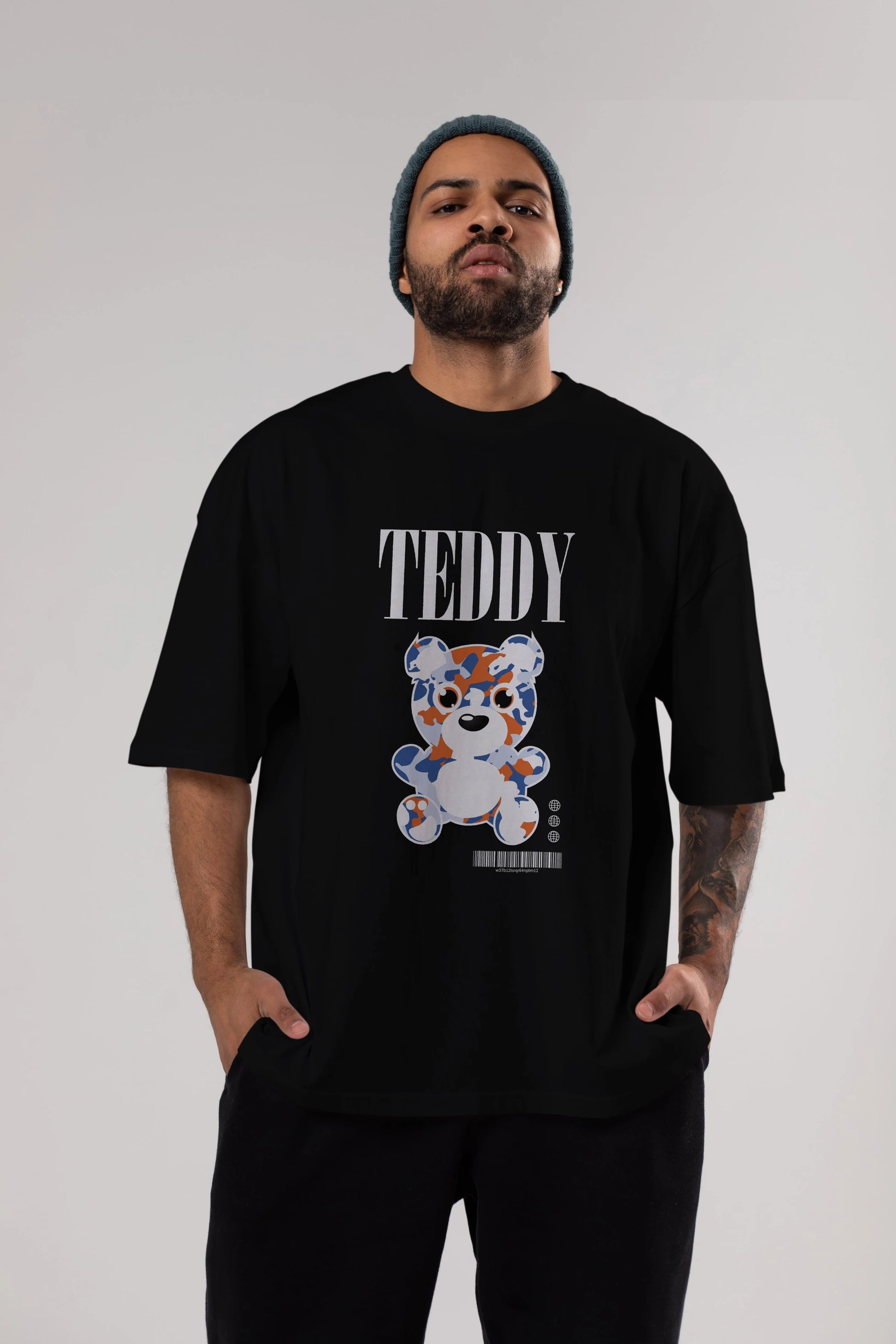 Teddy Bear Streetwear Ön Baskılı Oversize t-shirt Erkek Kadın Unisex