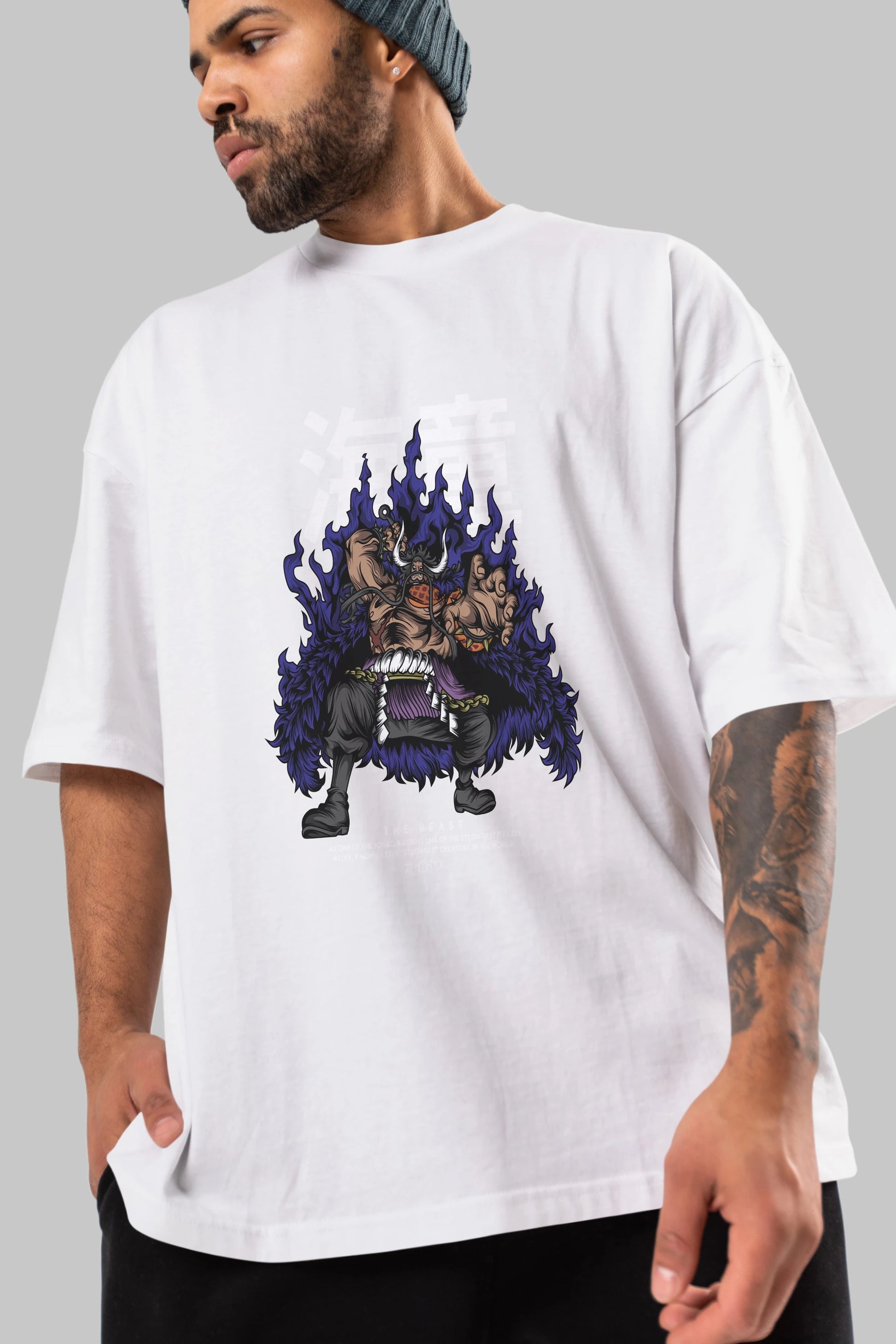 Kaido Anime Ön Baskılı Oversize t-shirt %100 pamuk Erkek Kadın Unisex